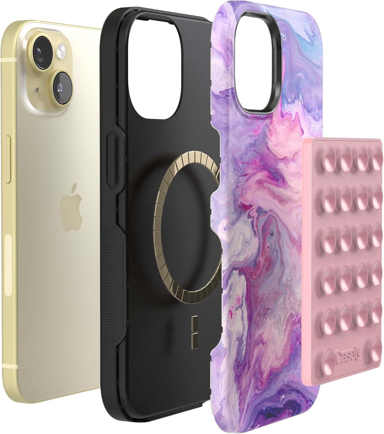 imageCasely Grippy Silicone Suction Phone Mount Compatible with MagSafe Pink