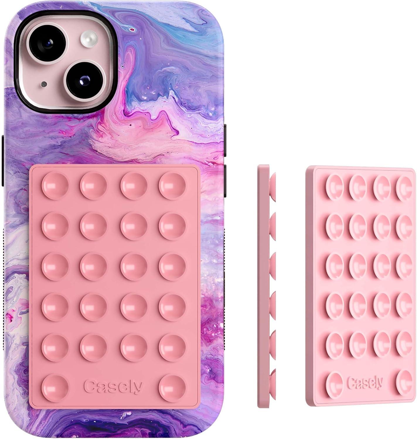 imageCasely Grippy Silicone Suction Phone Mount Compatible with MagSafe Pink