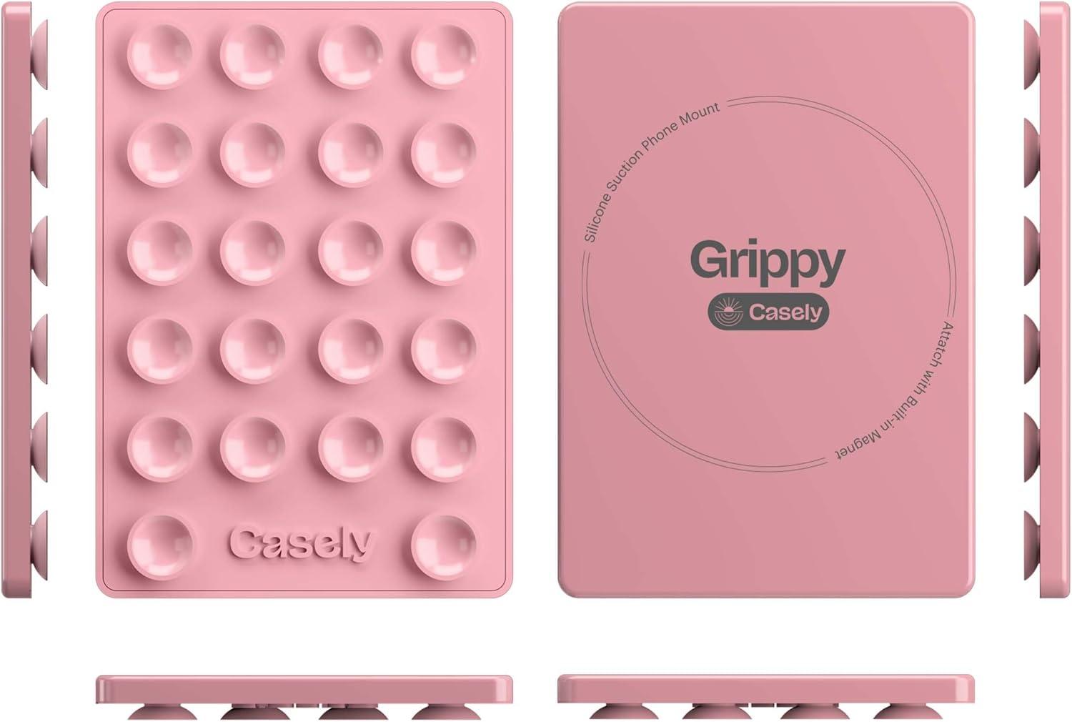 imageCasely Grippy Silicone Suction Phone Mount Compatible with MagSafe Pink