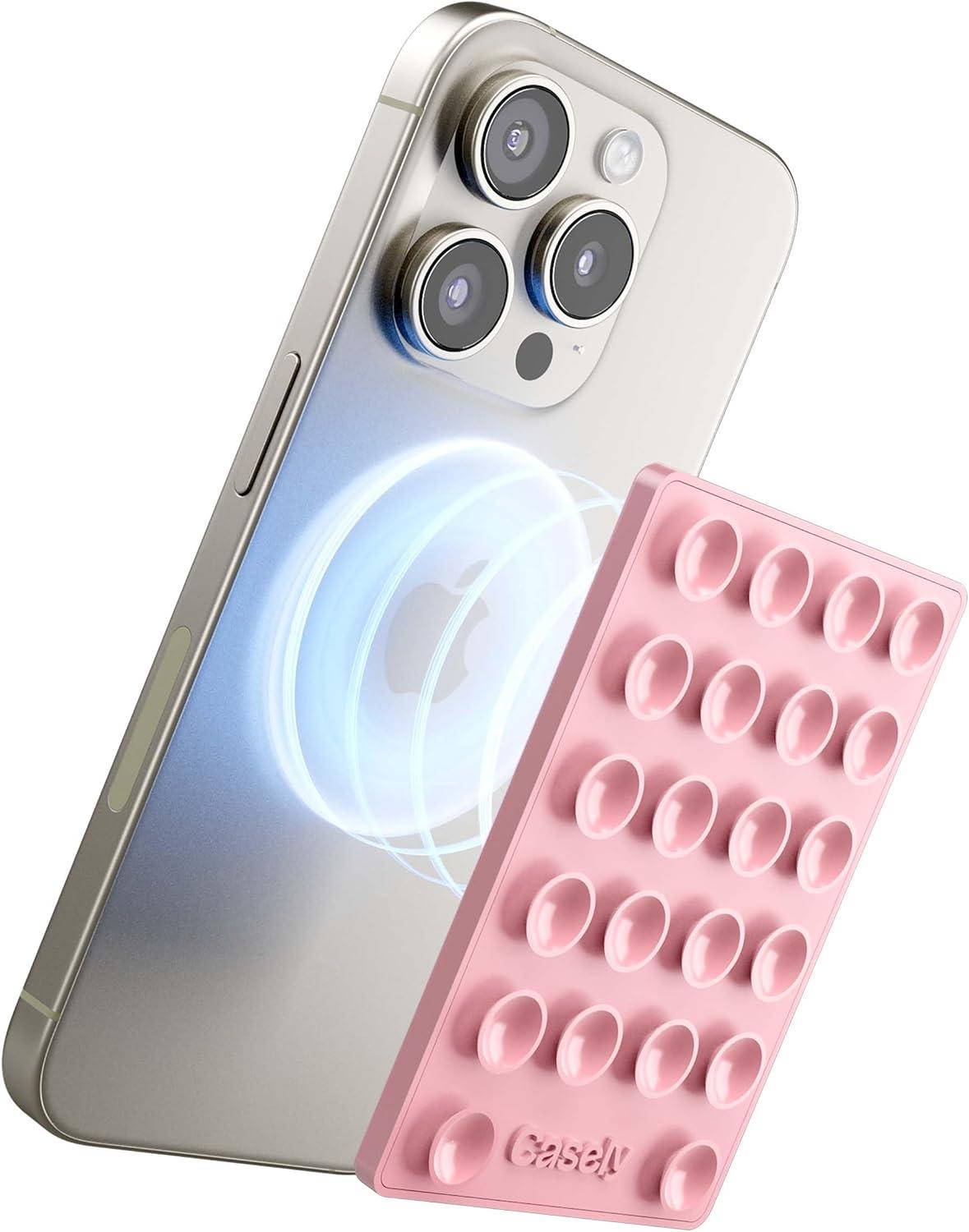 imageCasely Grippy Silicone Suction Phone Mount Compatible with MagSafe Pink