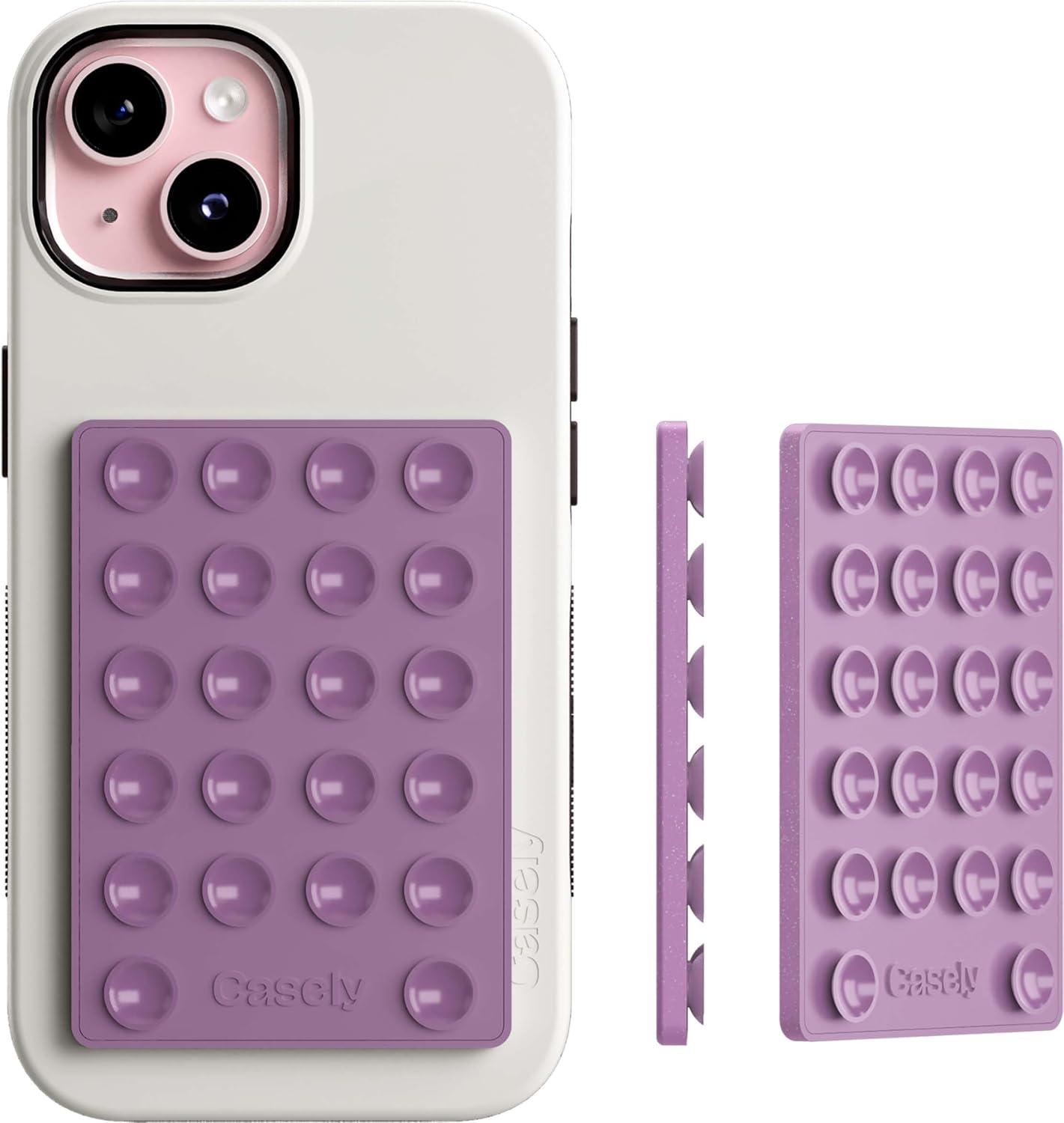 imageCasely Grippy Lavender Waves Purple Glitter MagSafe Compatible Cell Phone Mount Silicone Suction Cup Sticky Phone Holder and Stand