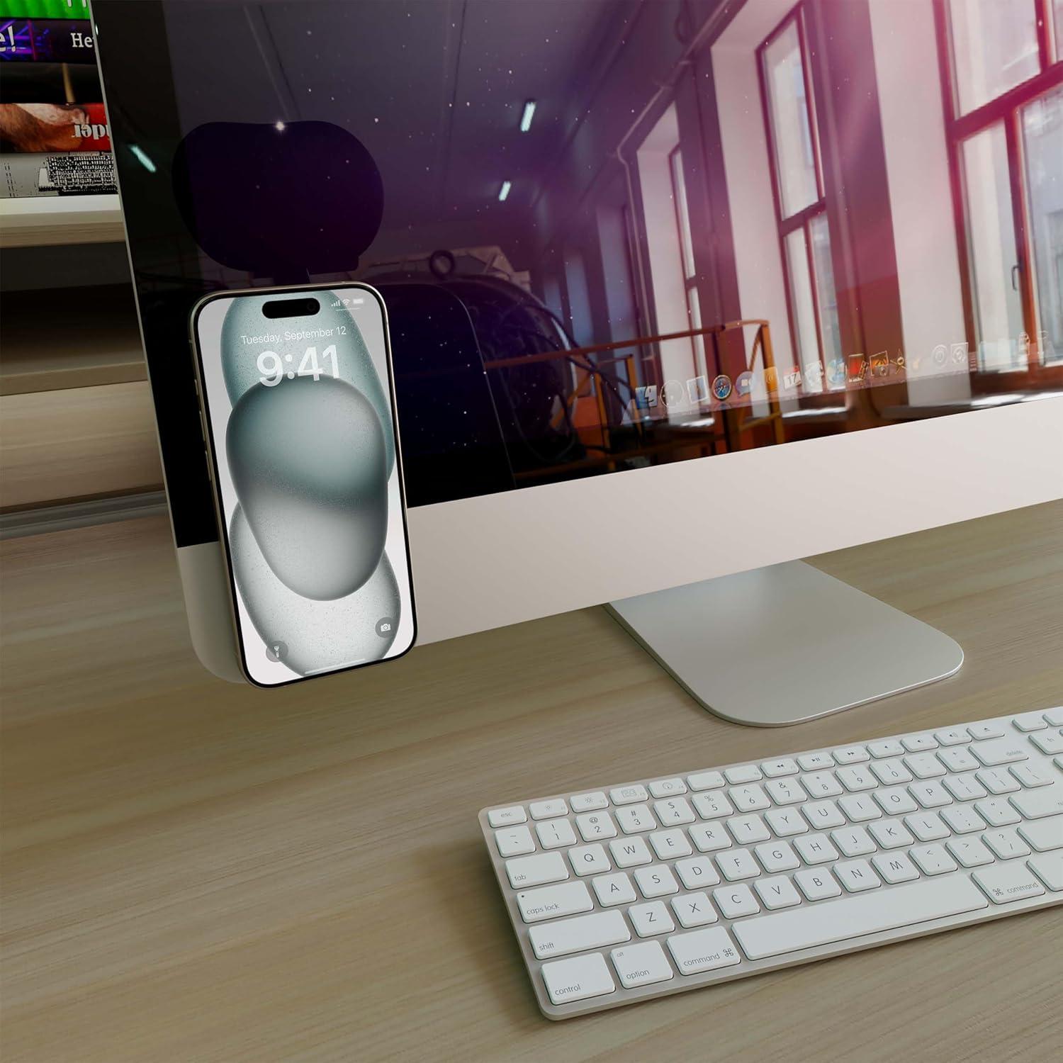 imageCasely Grippy Lavender Waves Purple Glitter MagSafe Compatible Cell Phone Mount Silicone Suction Cup Sticky Phone Holder and Stand