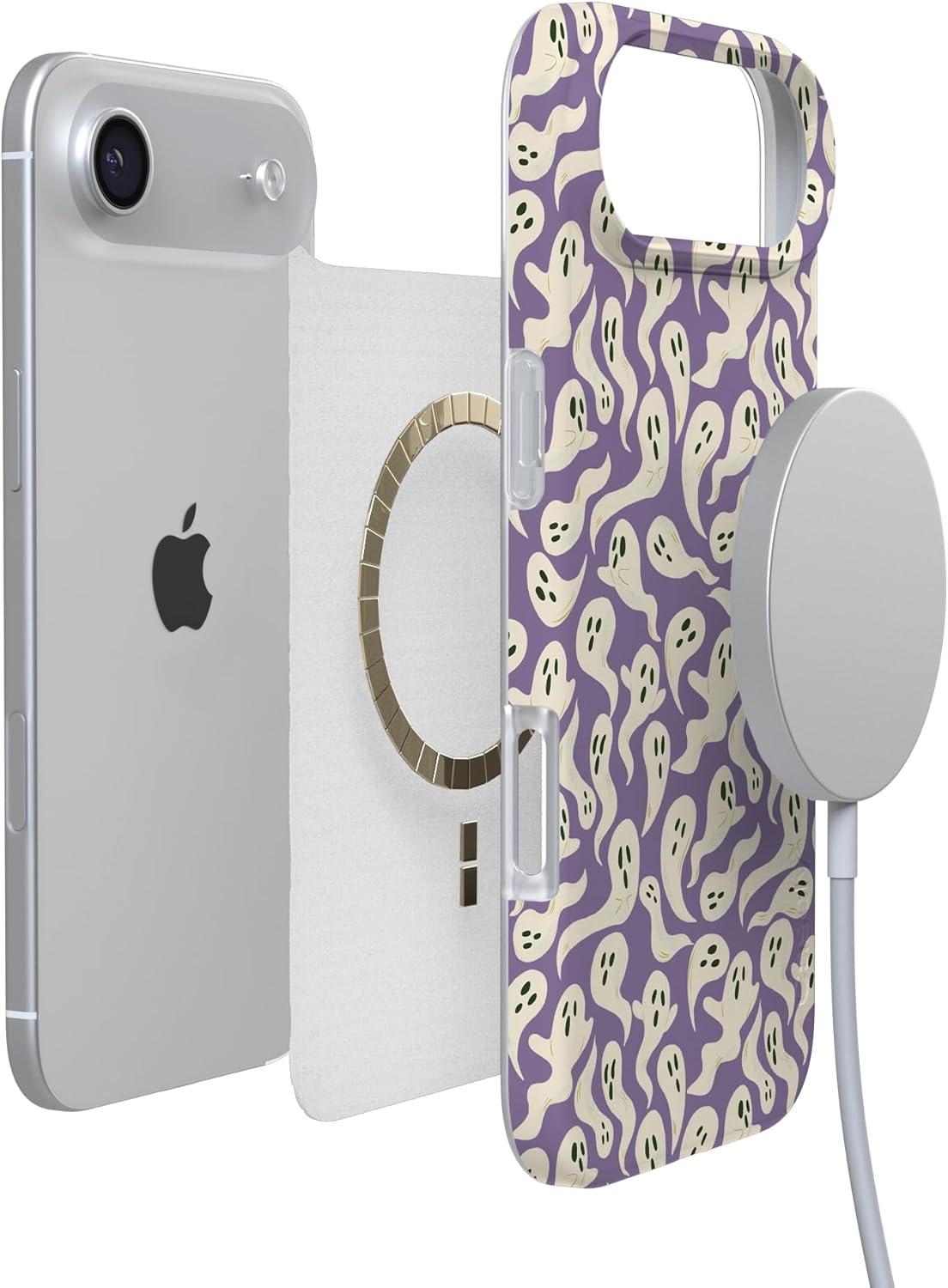 imageCasely iPhone 17 Air Case Coastal Checkers Pura Vida Compatible with MagSafe Classic Ultra Slim DesignAll Bood Up Purple Ghost