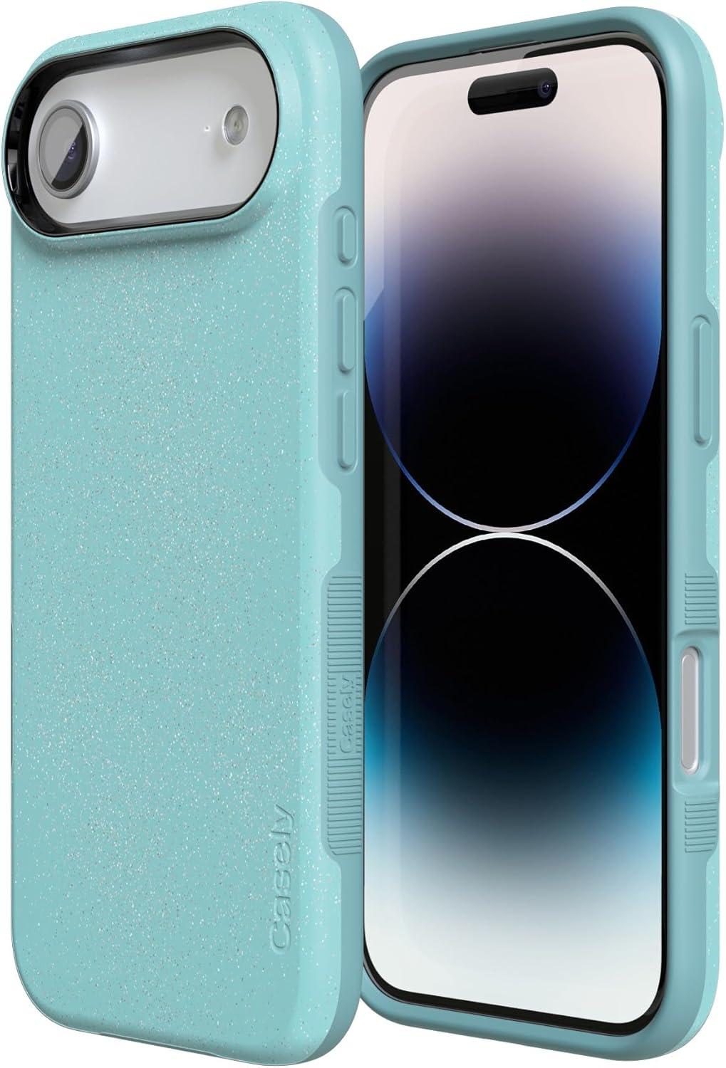 imageCasely iPhone 17 Air Case Taupe on Nude Compatible with MagSafe Bold Protective DesignAquamarine Ocean Blue Shimmer