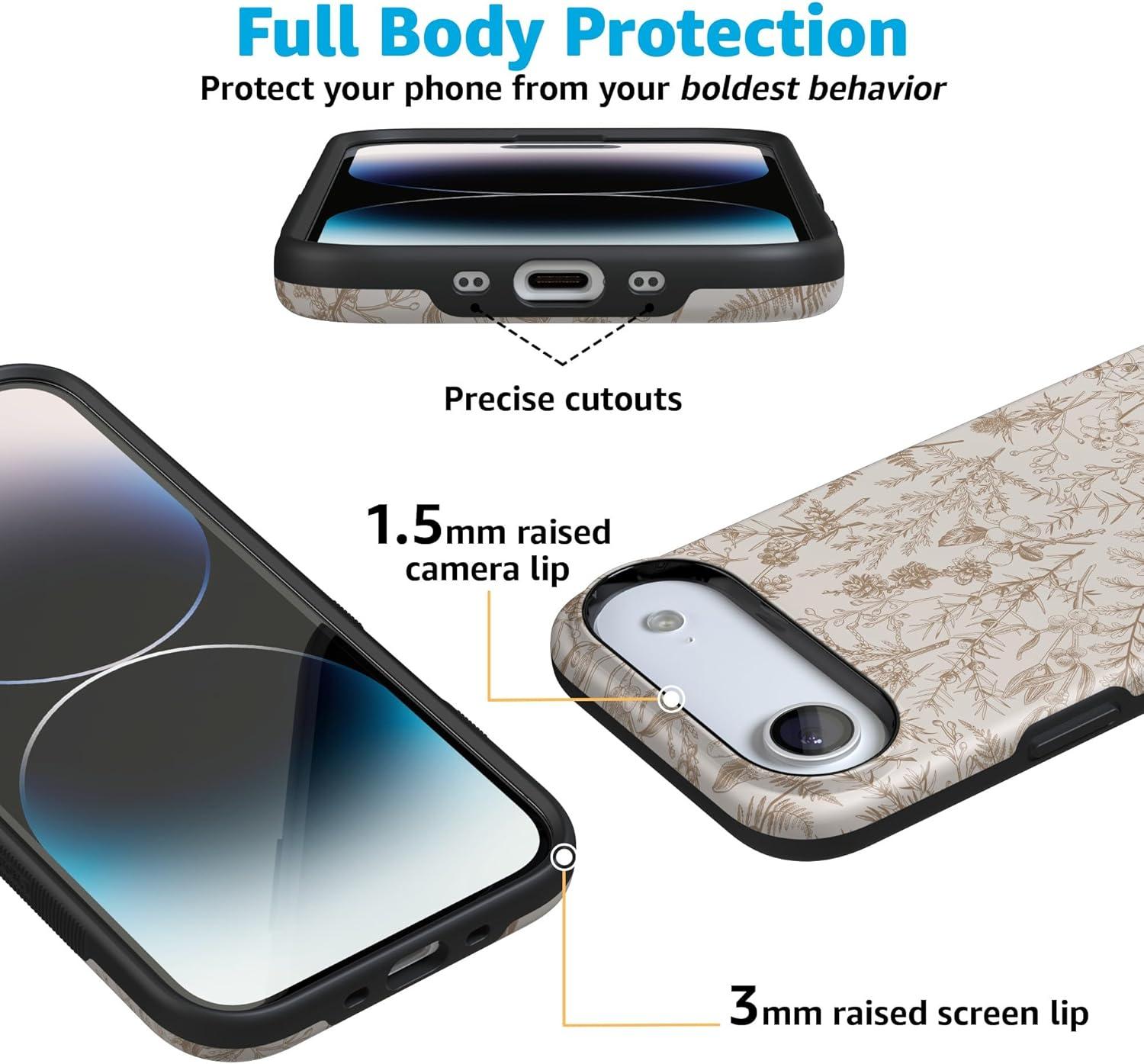 imageCasely iPhone 17 Air Case Taupe on Nude Compatible with MagSafe Bold Protective DesignBeige Garden Neutral Floral