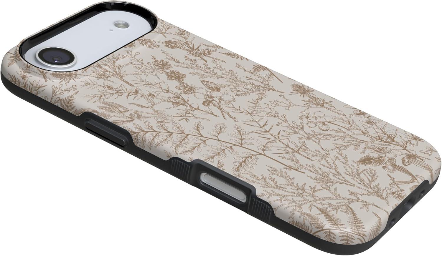 imageCasely iPhone 17 Air Case Taupe on Nude Compatible with MagSafe Bold Protective DesignBeige Garden Neutral Floral