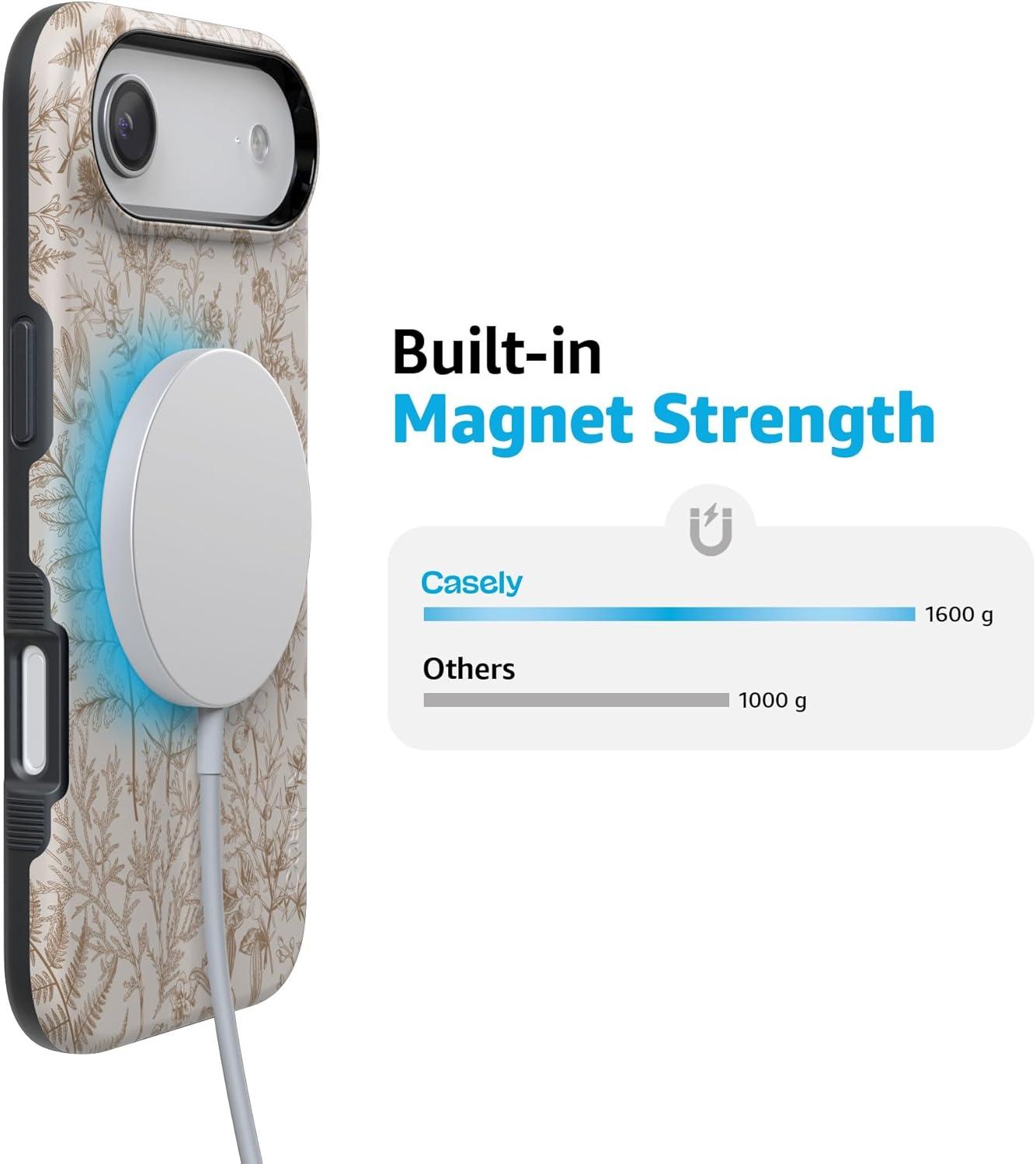 imageCasely iPhone 17 Air Case Taupe on Nude Compatible with MagSafe Bold Protective DesignBeige Garden Neutral Floral