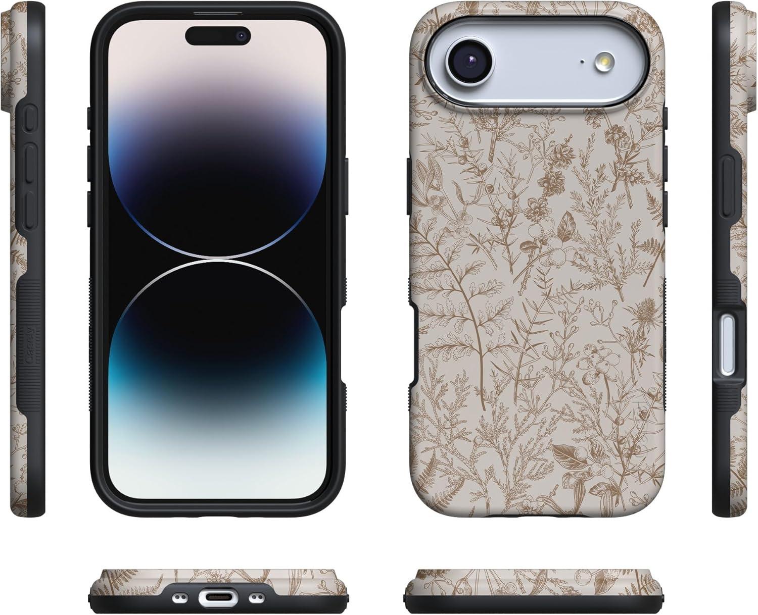 imageCasely iPhone 17 Air Case Taupe on Nude Compatible with MagSafe Bold Protective DesignBeige Garden Neutral Floral
