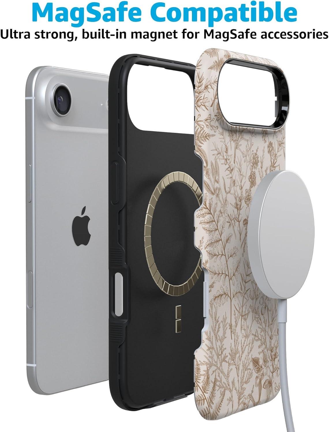 imageCasely iPhone 17 Air Case Taupe on Nude Compatible with MagSafe Bold Protective DesignBeige Garden Neutral Floral