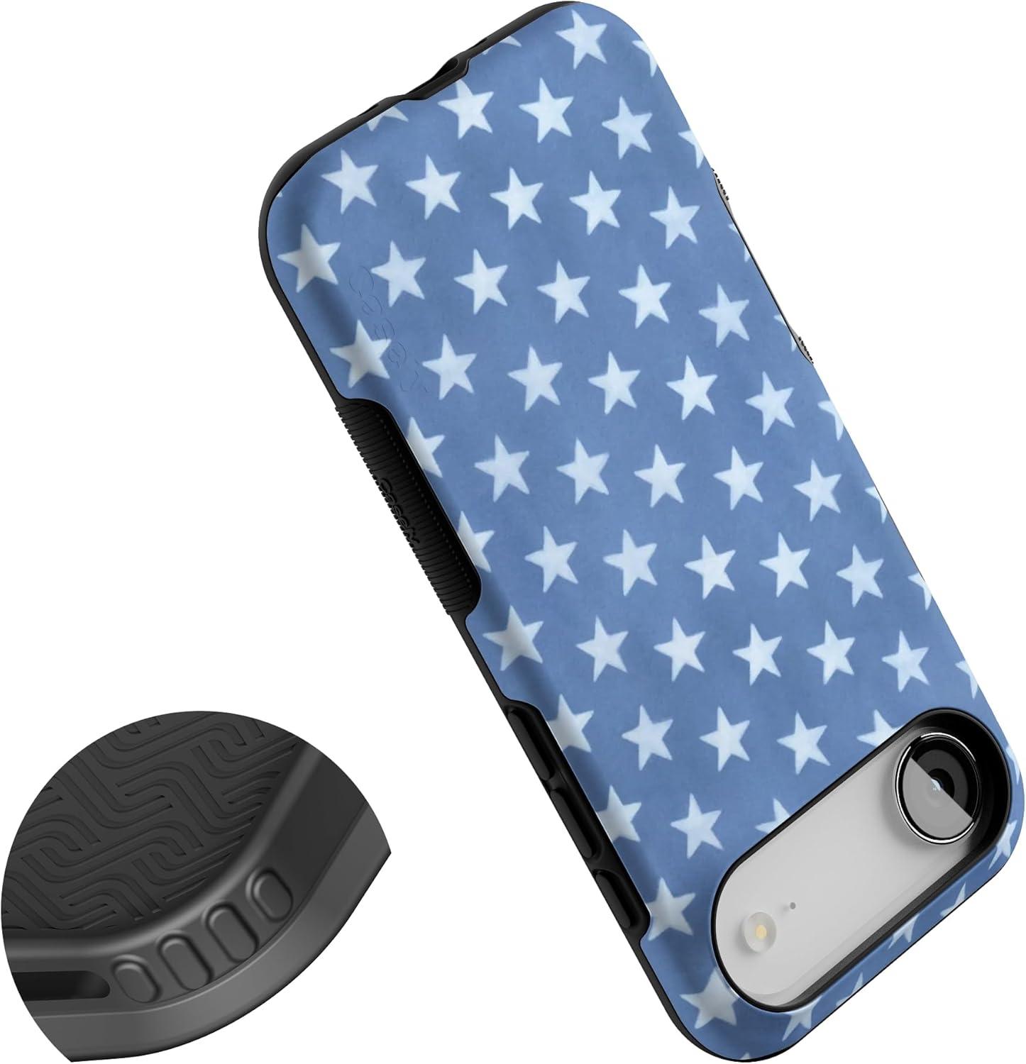 imageCasely iPhone 17 Air Case Taupe on Nude Compatible with MagSafe Bold Protective DesignCoastal Blues Denim Stars