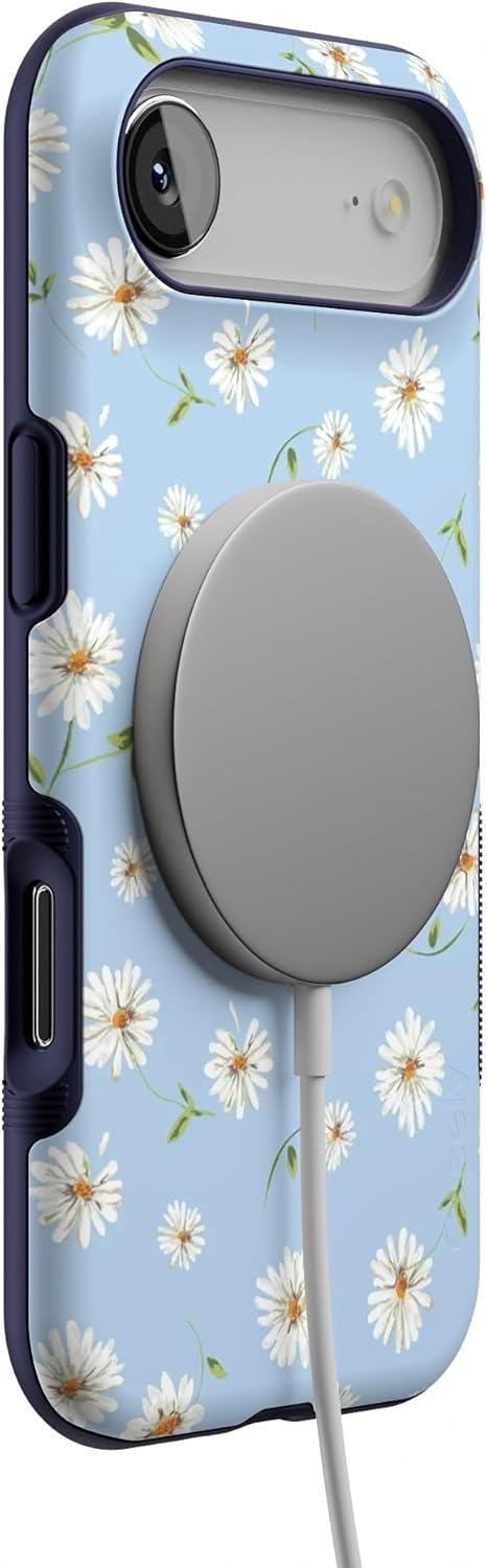 imageCasely iPhone 17 Air Case Taupe on Nude Compatible with MagSafe Bold Protective DesignDaisy Daydream Baby Blue Floral