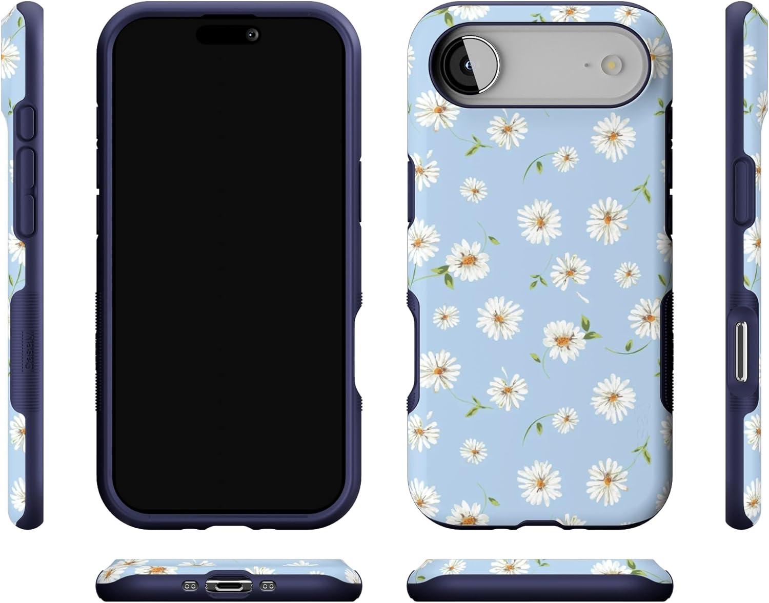 imageCasely iPhone 17 Air Case Taupe on Nude Compatible with MagSafe Bold Protective DesignDaisy Daydream Baby Blue Floral