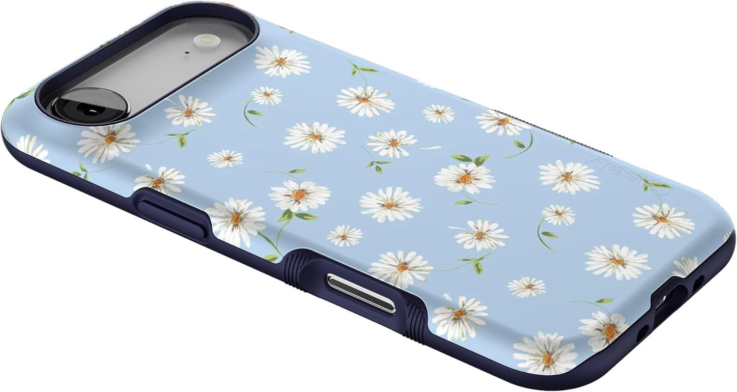 imageCasely iPhone 17 Air Case Taupe on Nude Compatible with MagSafe Bold Protective DesignDaisy Daydream Baby Blue Floral