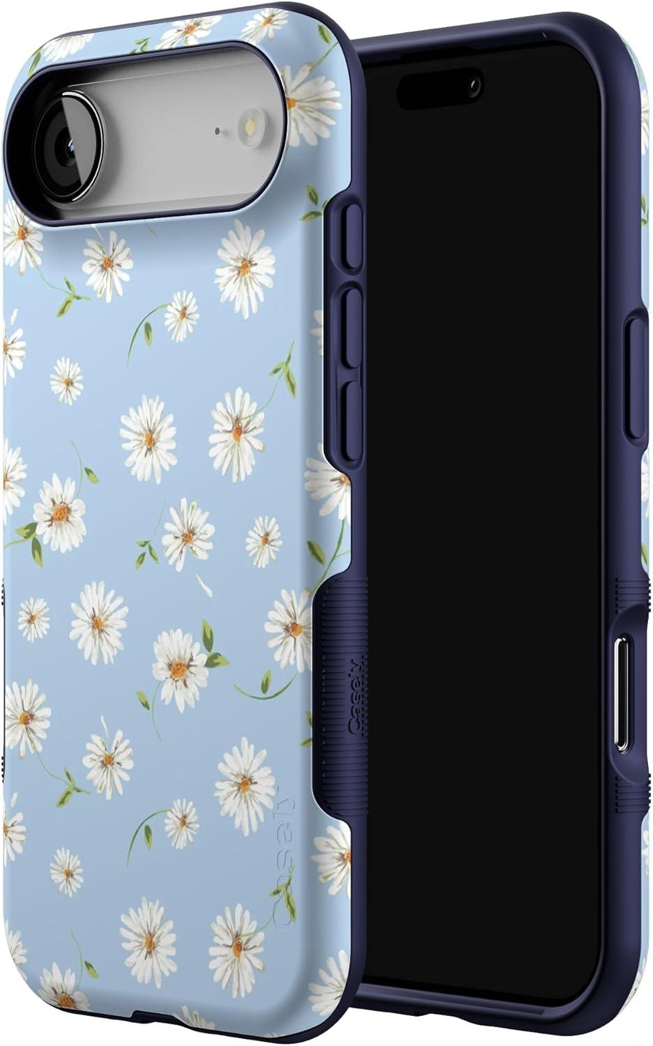 imageCasely iPhone 17 Air Case Taupe on Nude Compatible with MagSafe Bold Protective DesignDaisy Daydream Baby Blue Floral