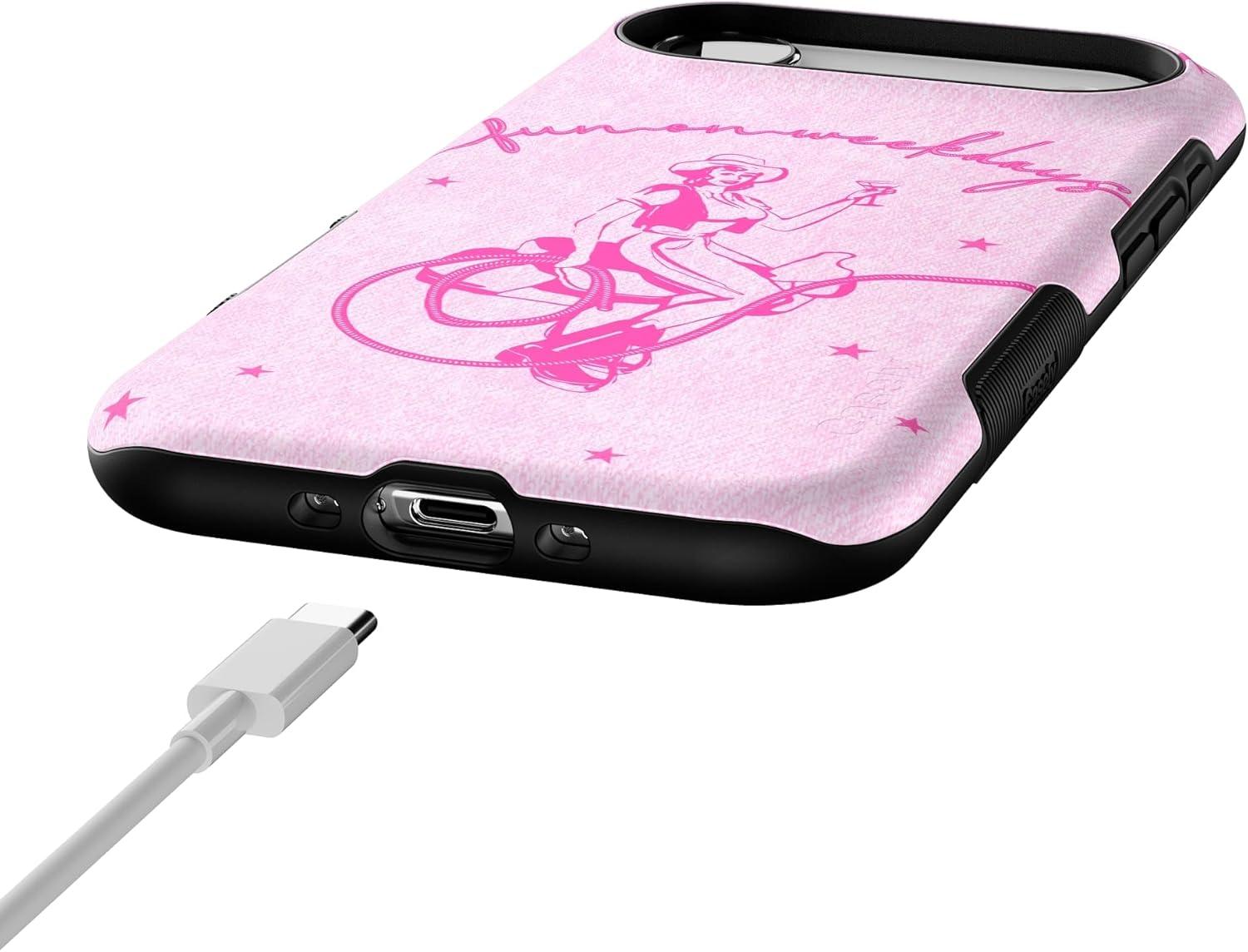 imageCasely iPhone 17 Air Case Taupe on Nude Compatible with MagSafe Bold Protective DesignDenim Cowgirl Fun on Weekdays