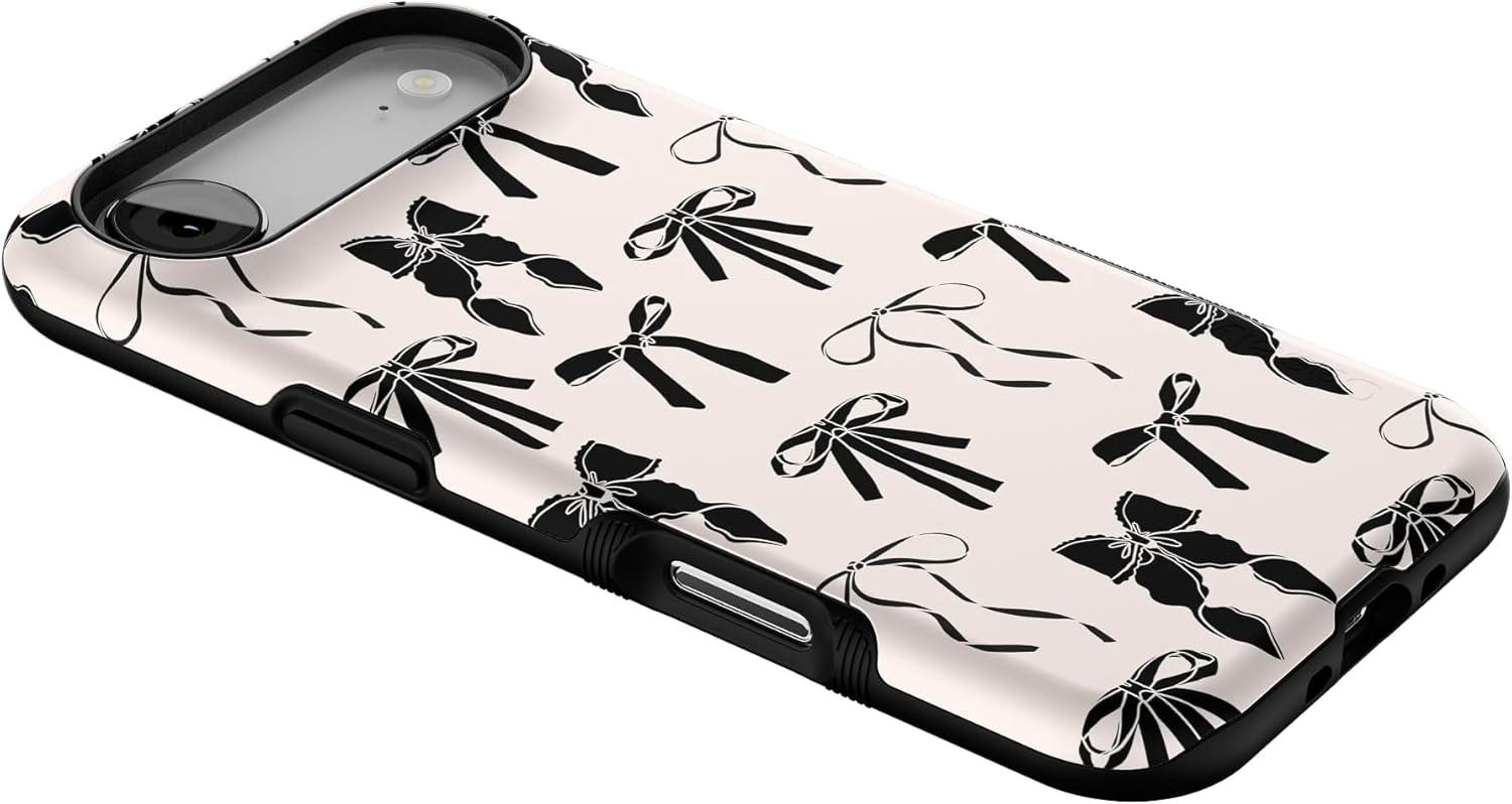 imageCasely iPhone 17 Air Case Taupe on Nude Compatible with MagSafe Bold Protective DesignGoth Girlie Black Bows