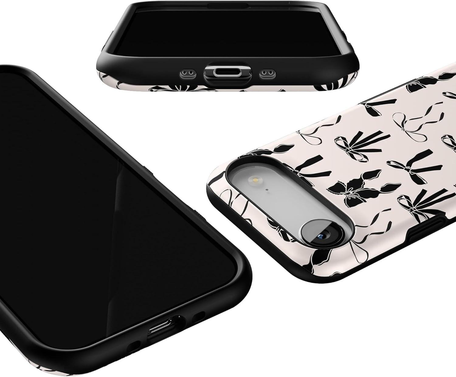 imageCasely iPhone 17 Air Case Taupe on Nude Compatible with MagSafe Bold Protective DesignGoth Girlie Black Bows