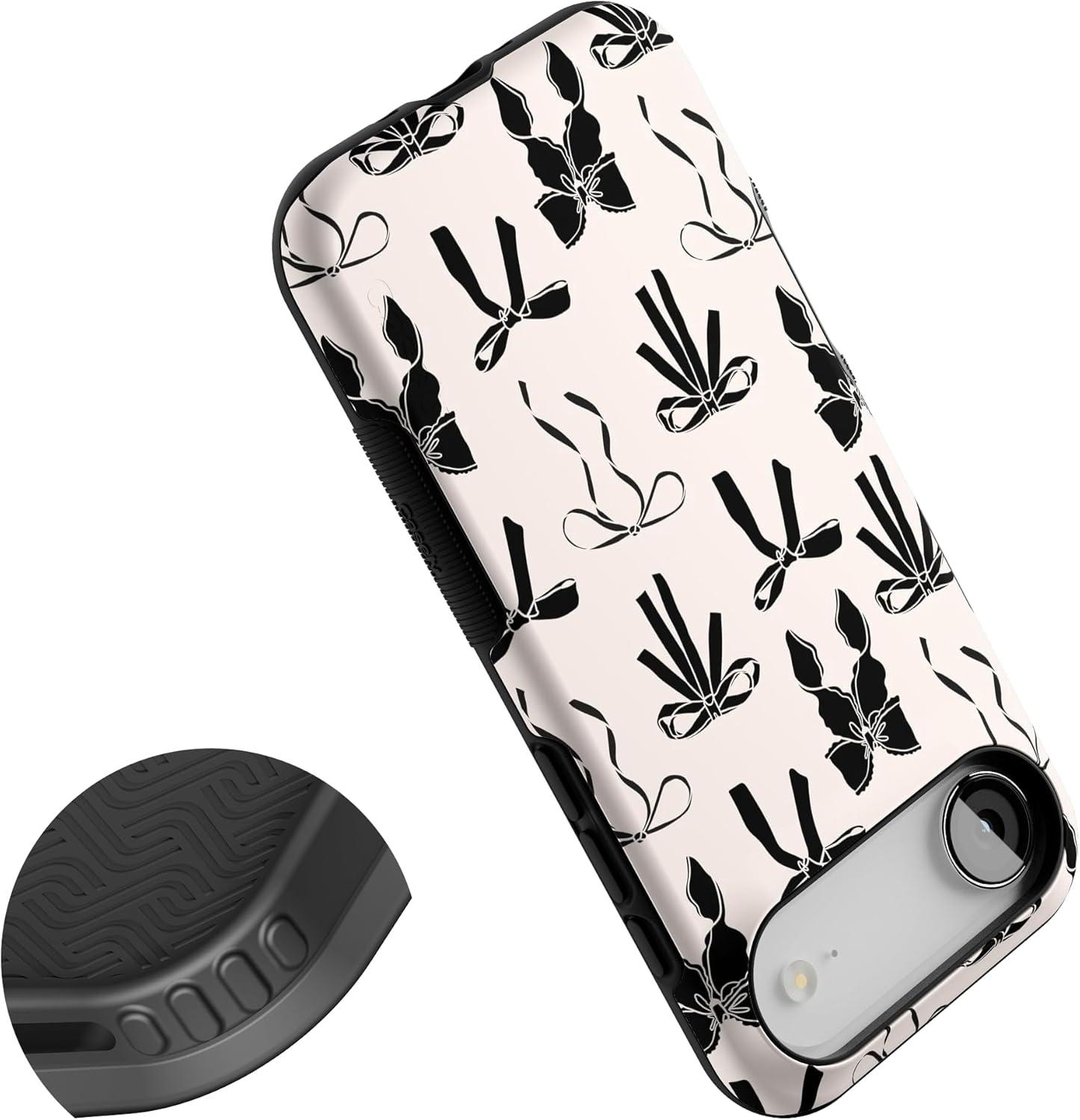 imageCasely iPhone 17 Air Case Taupe on Nude Compatible with MagSafe Bold Protective DesignGoth Girlie Black Bows