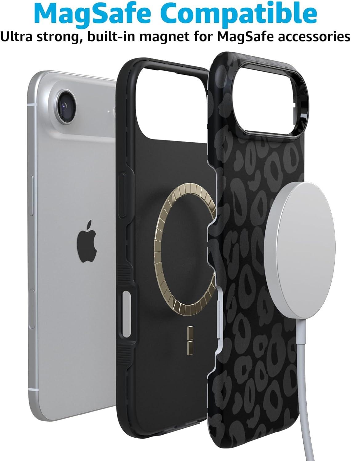 imageCasely iPhone 17 Air Case Taupe on Nude Compatible with MagSafe Bold Protective DesignInto the Wild Black Leopard