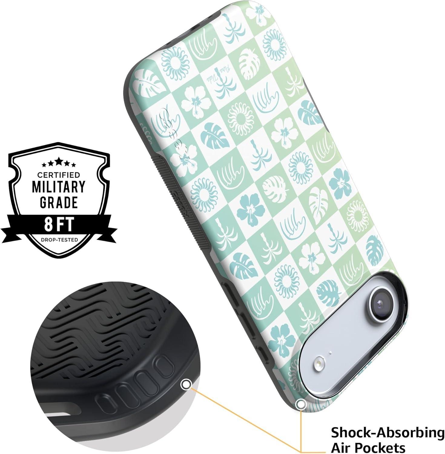 imageCasely iPhone 17 Air Case Taupe on Nude Compatible with MagSafe Bold Protective DesignPura Vida Coastal Checkers