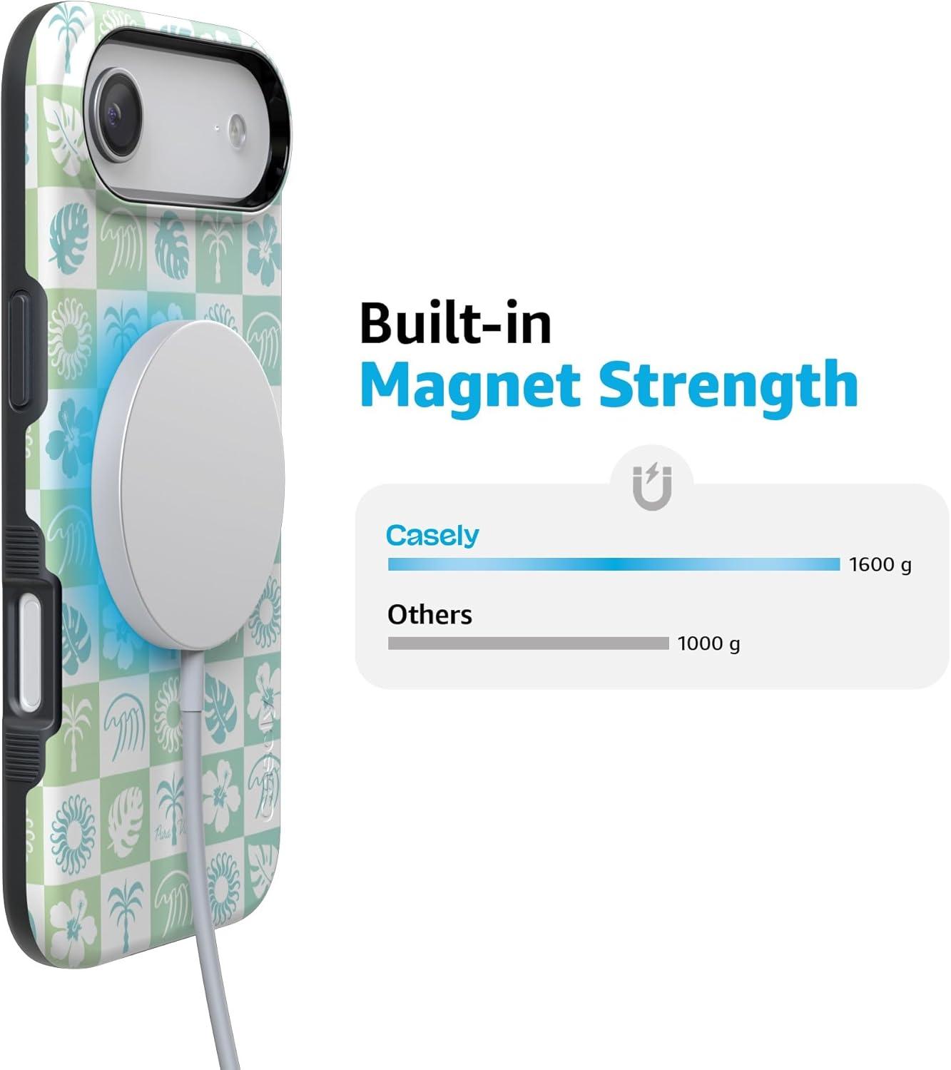 imageCasely iPhone 17 Air Case Taupe on Nude Compatible with MagSafe Bold Protective DesignPura Vida Coastal Checkers