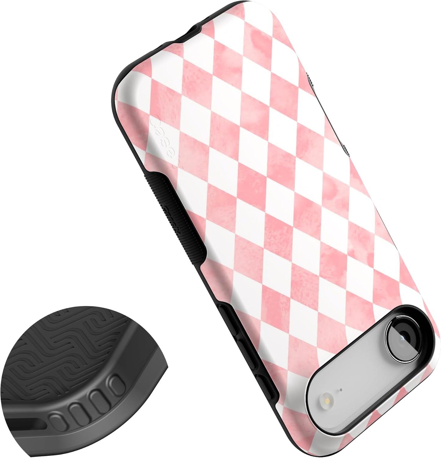 imageCasely iPhone 17 Air Case Taupe on Nude Compatible with MagSafe Bold Protective DesignQueen of Diamonds Pink Watercolor