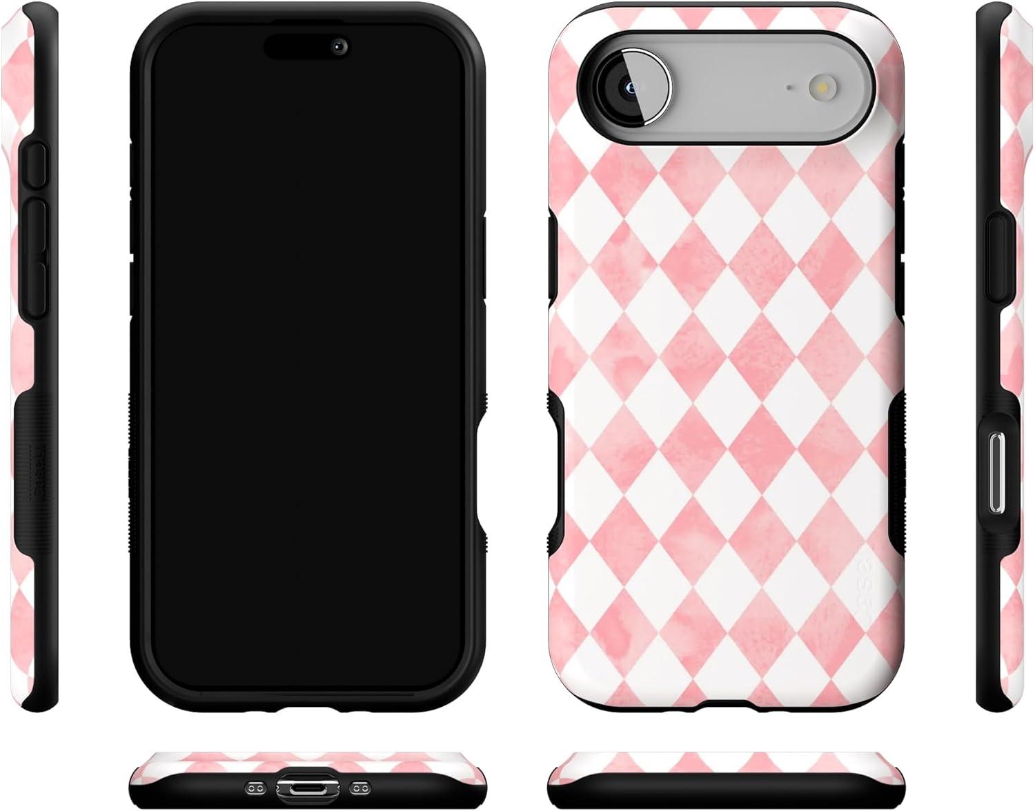 imageCasely iPhone 17 Air Case Taupe on Nude Compatible with MagSafe Bold Protective DesignQueen of Diamonds Pink Watercolor