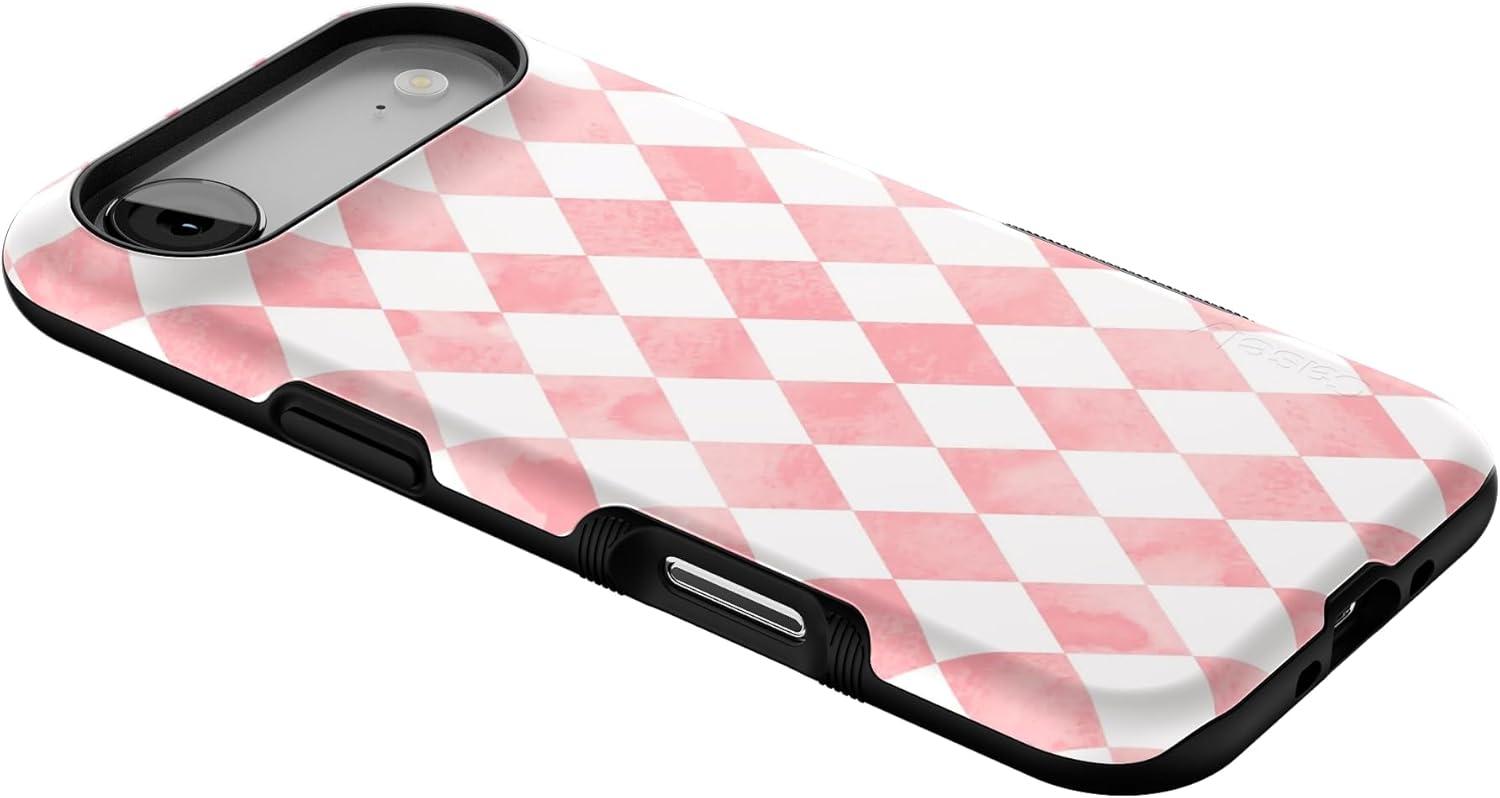 imageCasely iPhone 17 Air Case Taupe on Nude Compatible with MagSafe Bold Protective DesignQueen of Diamonds Pink Watercolor