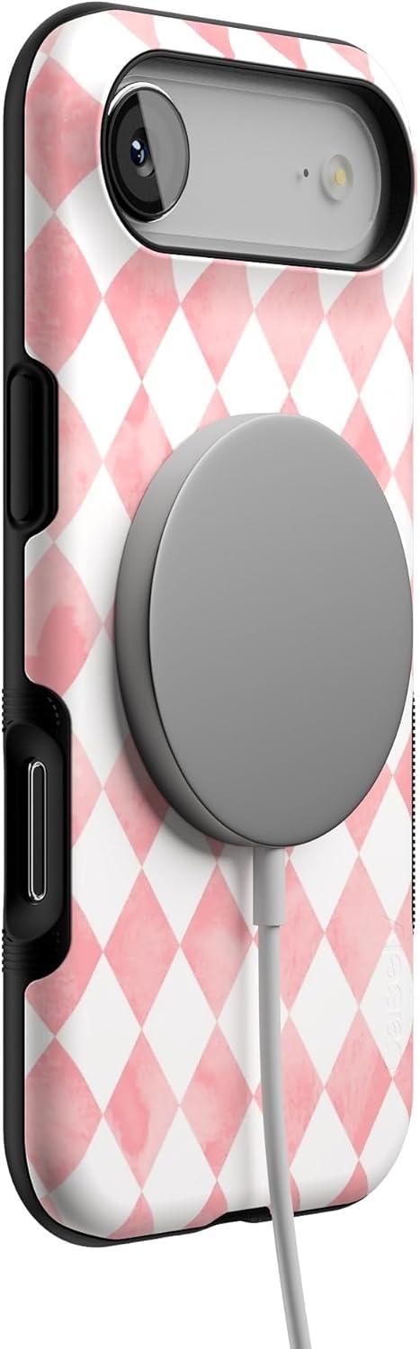 imageCasely iPhone 17 Air Case Taupe on Nude Compatible with MagSafe Bold Protective DesignQueen of Diamonds Pink Watercolor