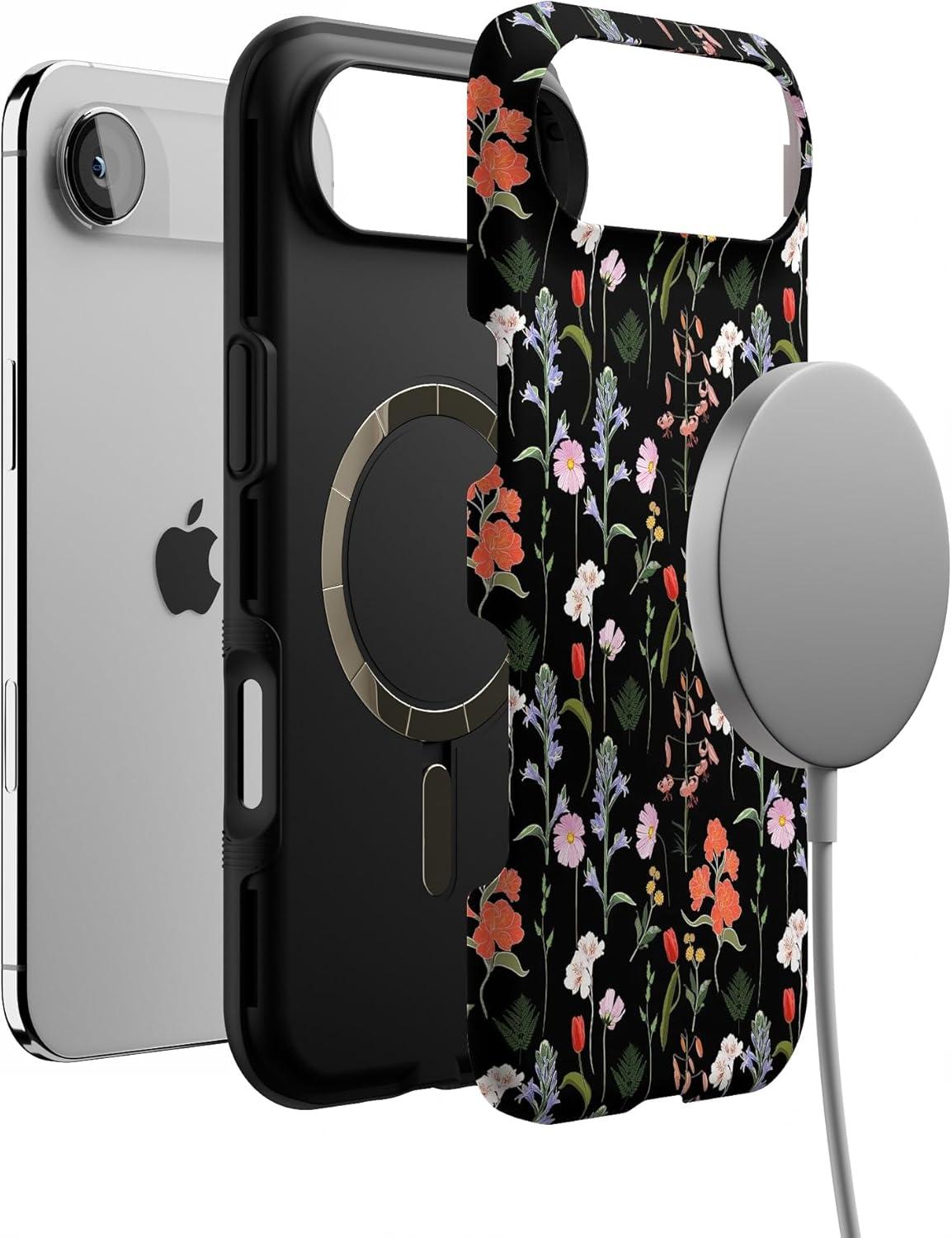 imageCasely iPhone 17 Air Case Taupe on Nude Compatible with MagSafe Bold Protective DesignSecret Garden Mixed Floral