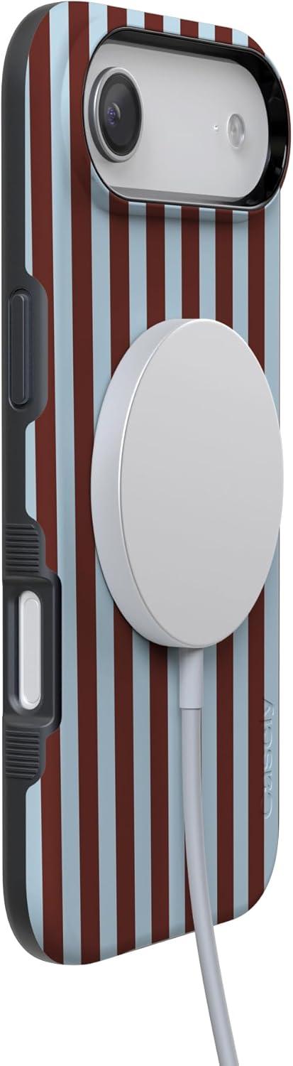 imageCasely iPhone 17 Air Case Taupe on Nude Compatible with MagSafe Bold Protective DesignSunday in Brooklyn Chocolate Stripes