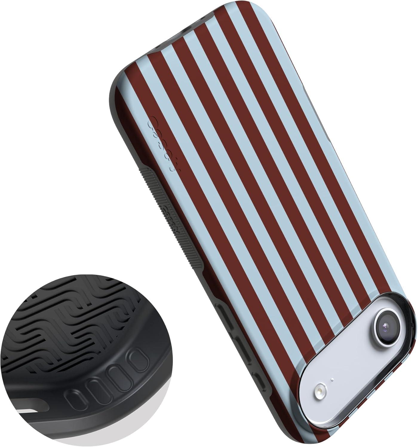 imageCasely iPhone 17 Air Case Taupe on Nude Compatible with MagSafe Bold Protective DesignSunday in Brooklyn Chocolate Stripes