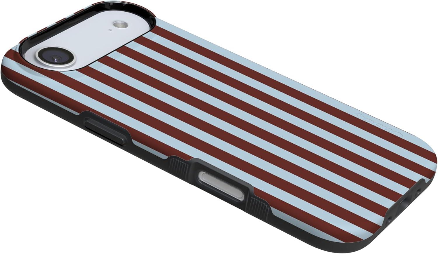 imageCasely iPhone 17 Air Case Taupe on Nude Compatible with MagSafe Bold Protective DesignSunday in Brooklyn Chocolate Stripes