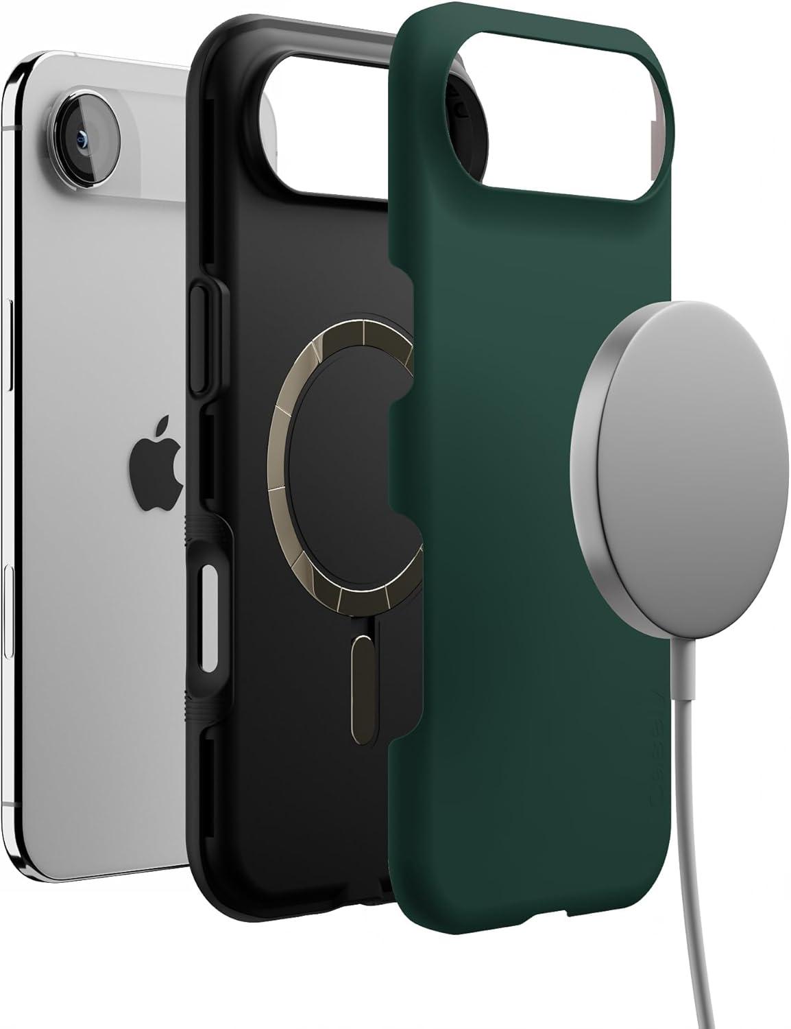 imageCasely iPhone 17 Air Case Taupe on Nude Compatible with MagSafe Bold Protective DesignThe Boyfriend Collection Forest Green