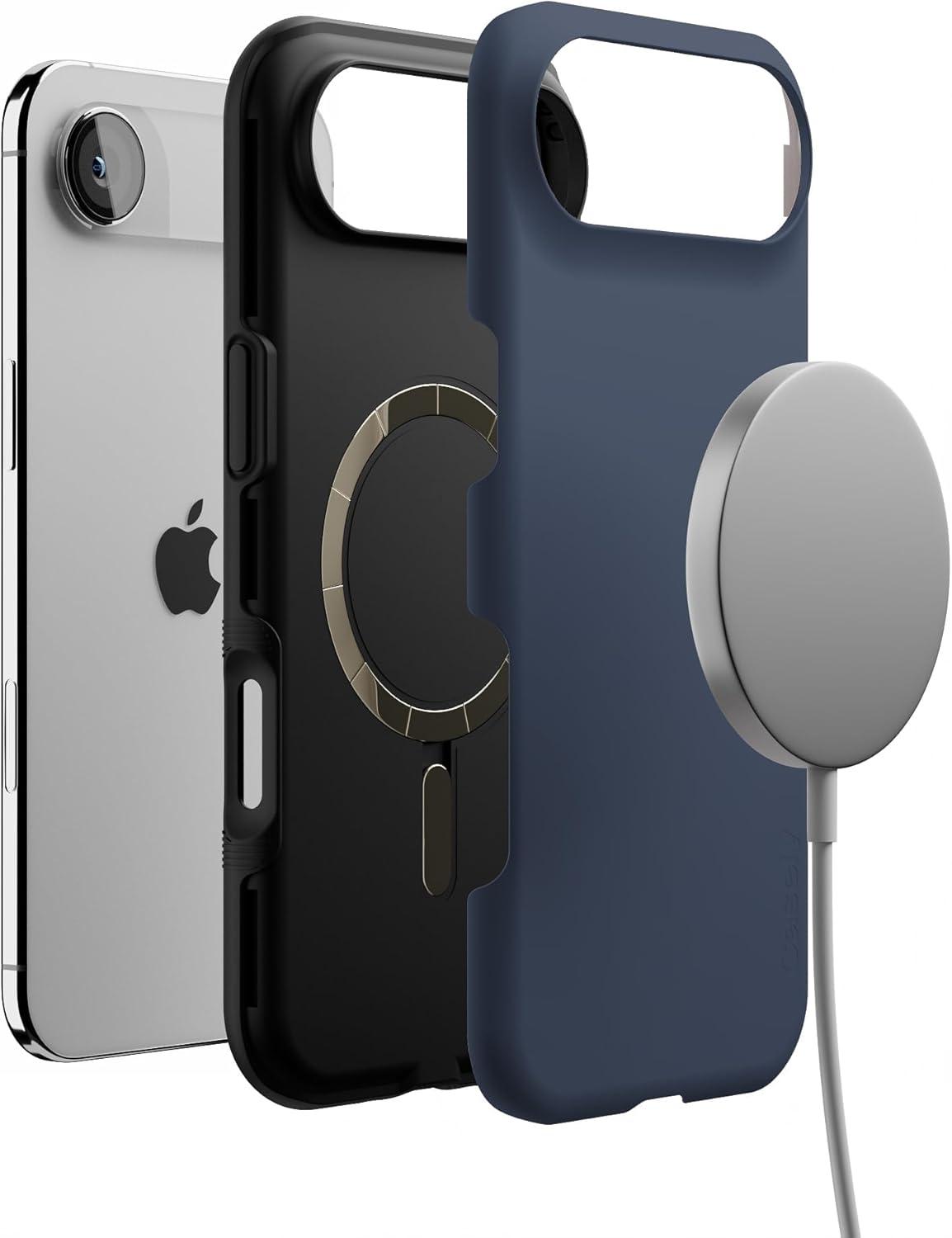 imageCasely iPhone 17 Air Case Taupe on Nude Compatible with MagSafe Bold Protective DesignThe Boyfriend Collection Slate Blue