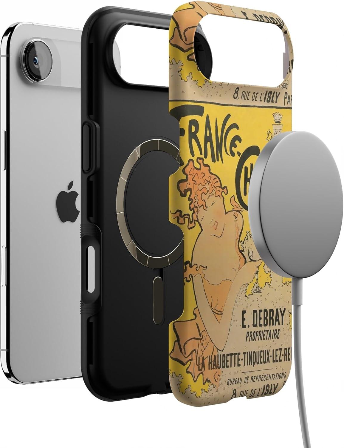 imageCasely iPhone 17 Air Case Taupe on Nude Compatible with MagSafe Bold Protective DesignVan Gogh French Bubbly