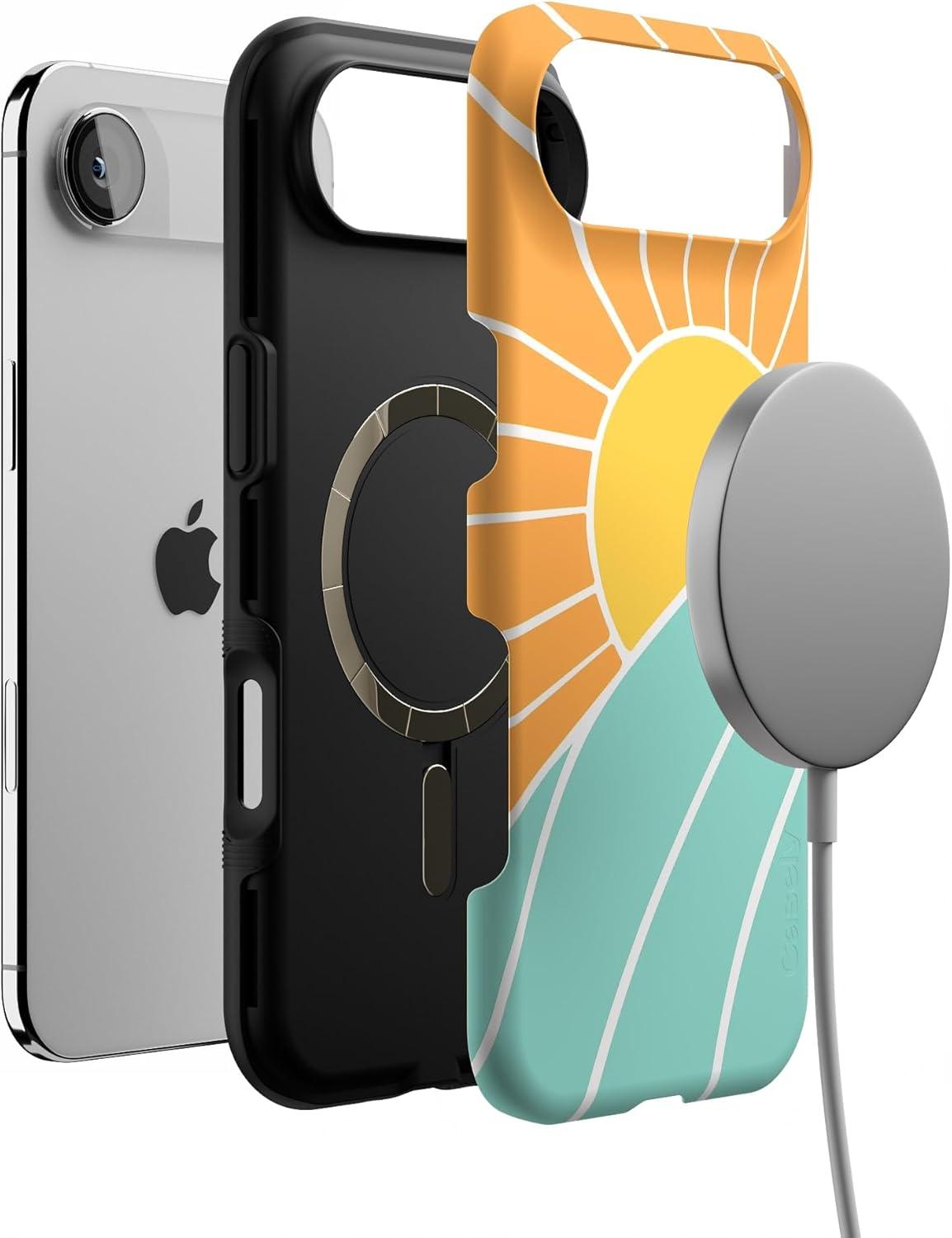 imageCasely iPhone 17 Air Case Taupe on Nude Compatible with MagSafe Bold Protective DesignWaves Rays Sunshine