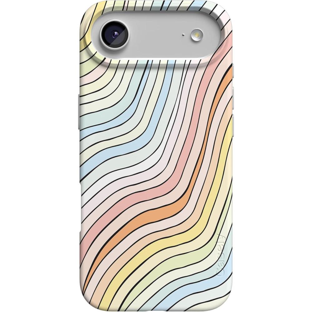 imageCasely iPhone 17 Air Case  Coastal Checkers  Pura Vida  Compatible with MagSafe  Classic Ultra Slim DesignRide The Wave  Pastel Rainbow Lined