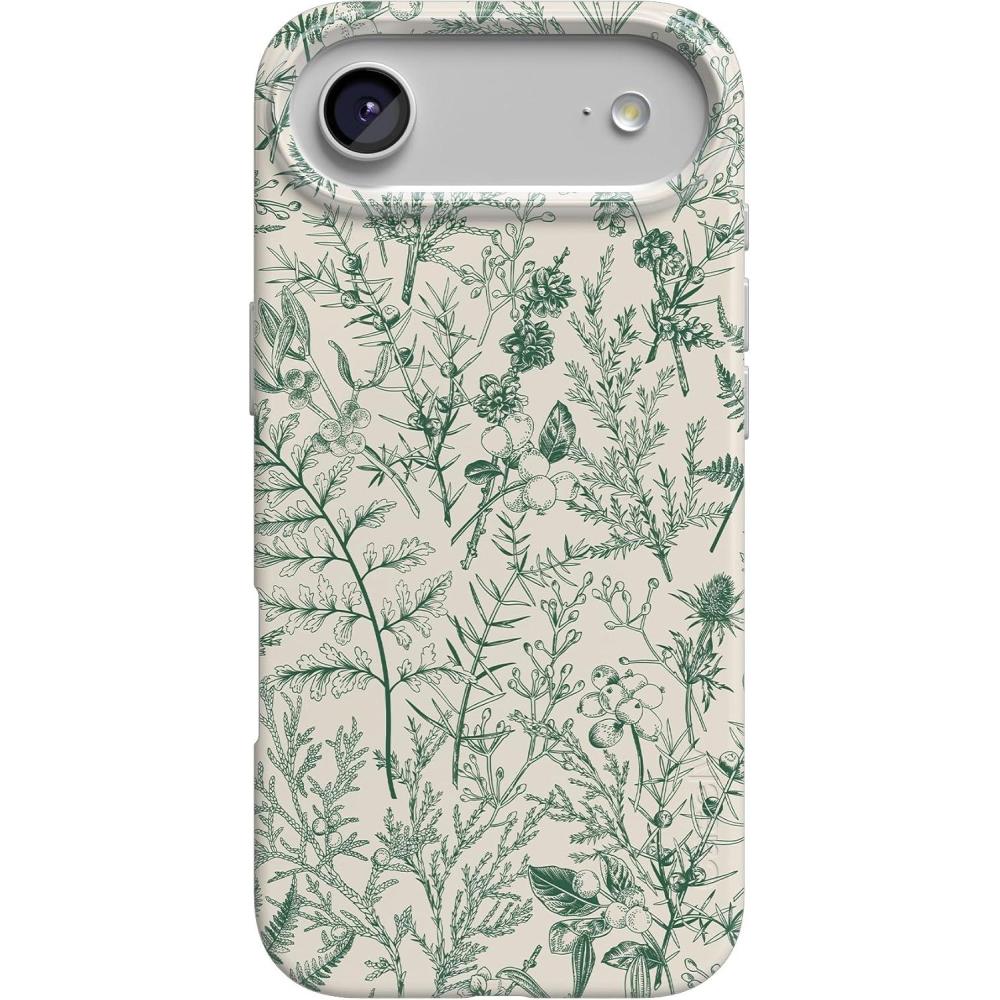 imageCasely iPhone 17 Air Case Coastal Checkers Pura Vida Compatible with MagSafe Classic Ultra Slim DesignSage Garden Green Floral