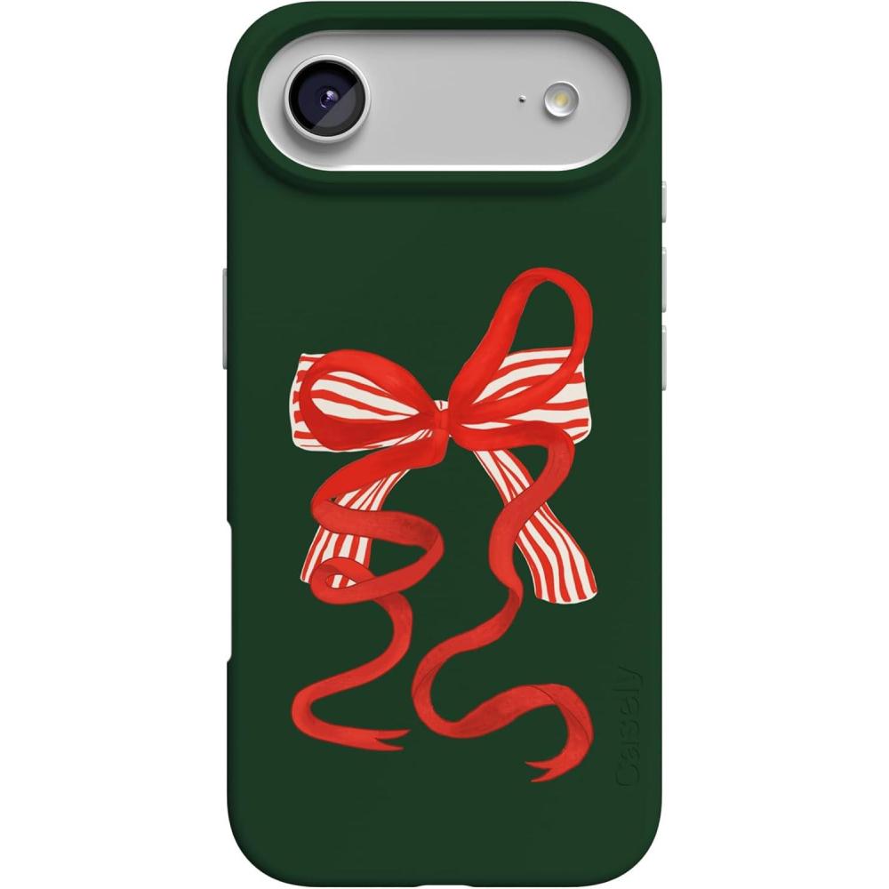 imageCasely iPhone 17 Air Case Coastal Checkers Pura Vida Compatible with MagSafe Classic Ultra Slim DesignSantas Favorite Holiday Bow