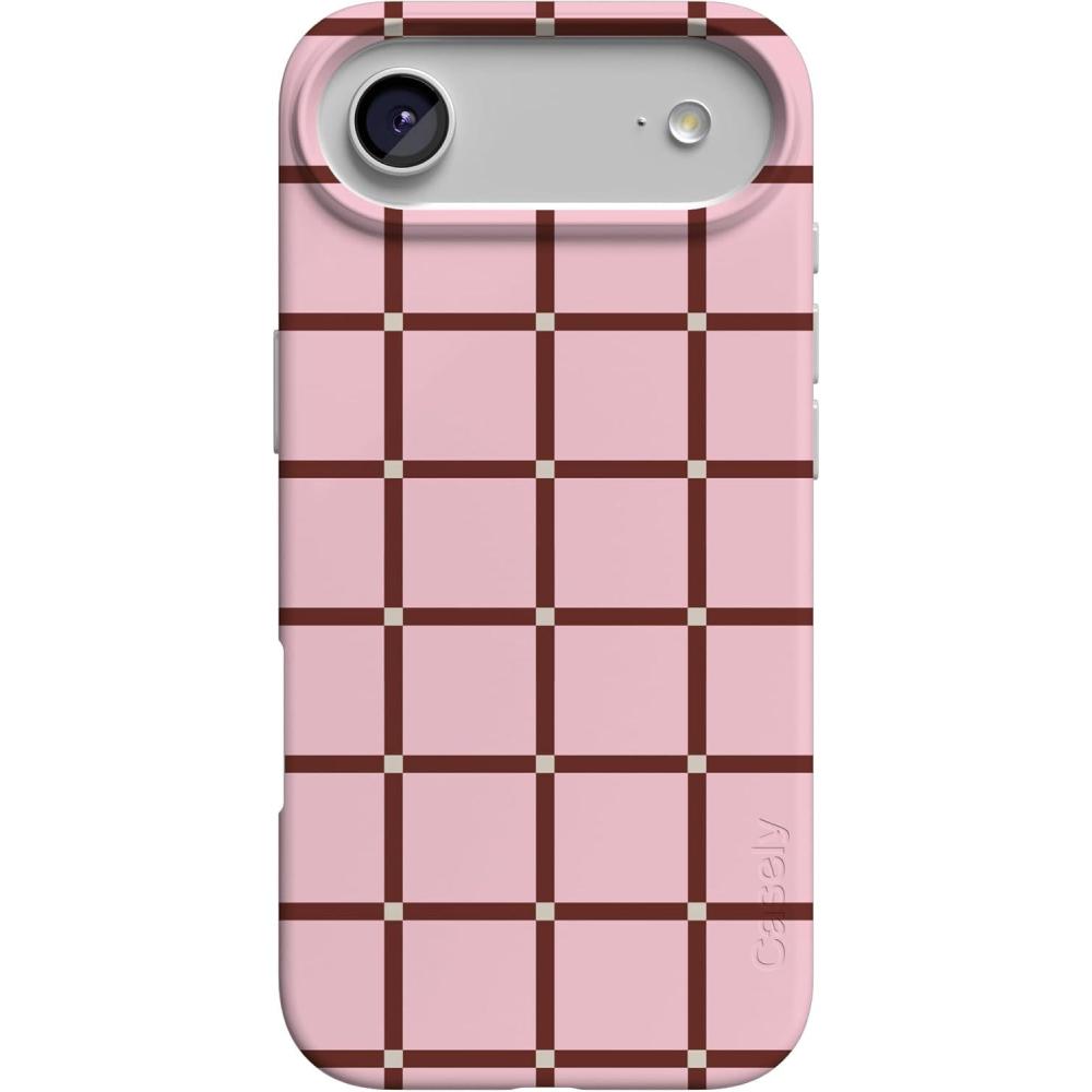imageCasely iPhone 17 Air Case  Coastal Checkers  Pura Vida  Compatible with MagSafe  Classic Ultra Slim DesignUptown Gridlock  Pink Checkerboard