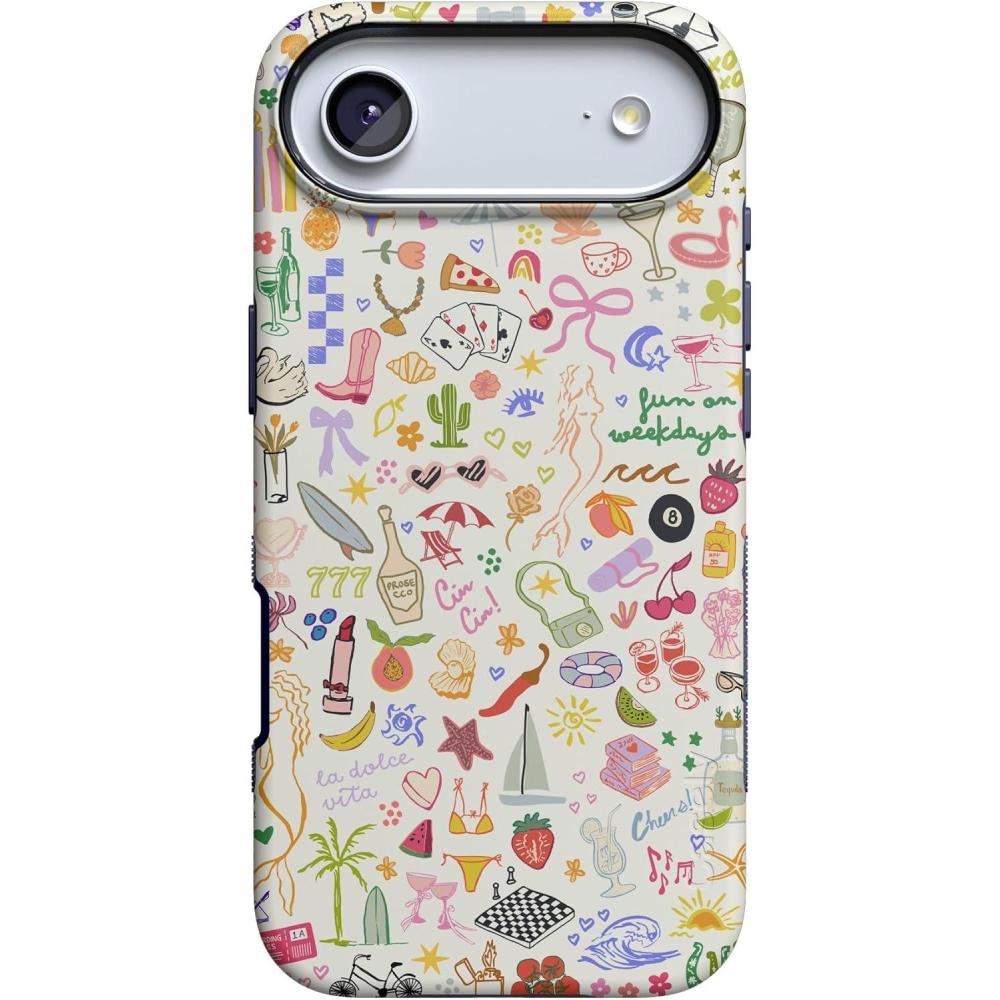 imageCasely iPhone 17 Air Case  Taupe on Nude  Compatible with MagSafe  Bold Protective DesignAll the Fun Things  Fun on Weekdays