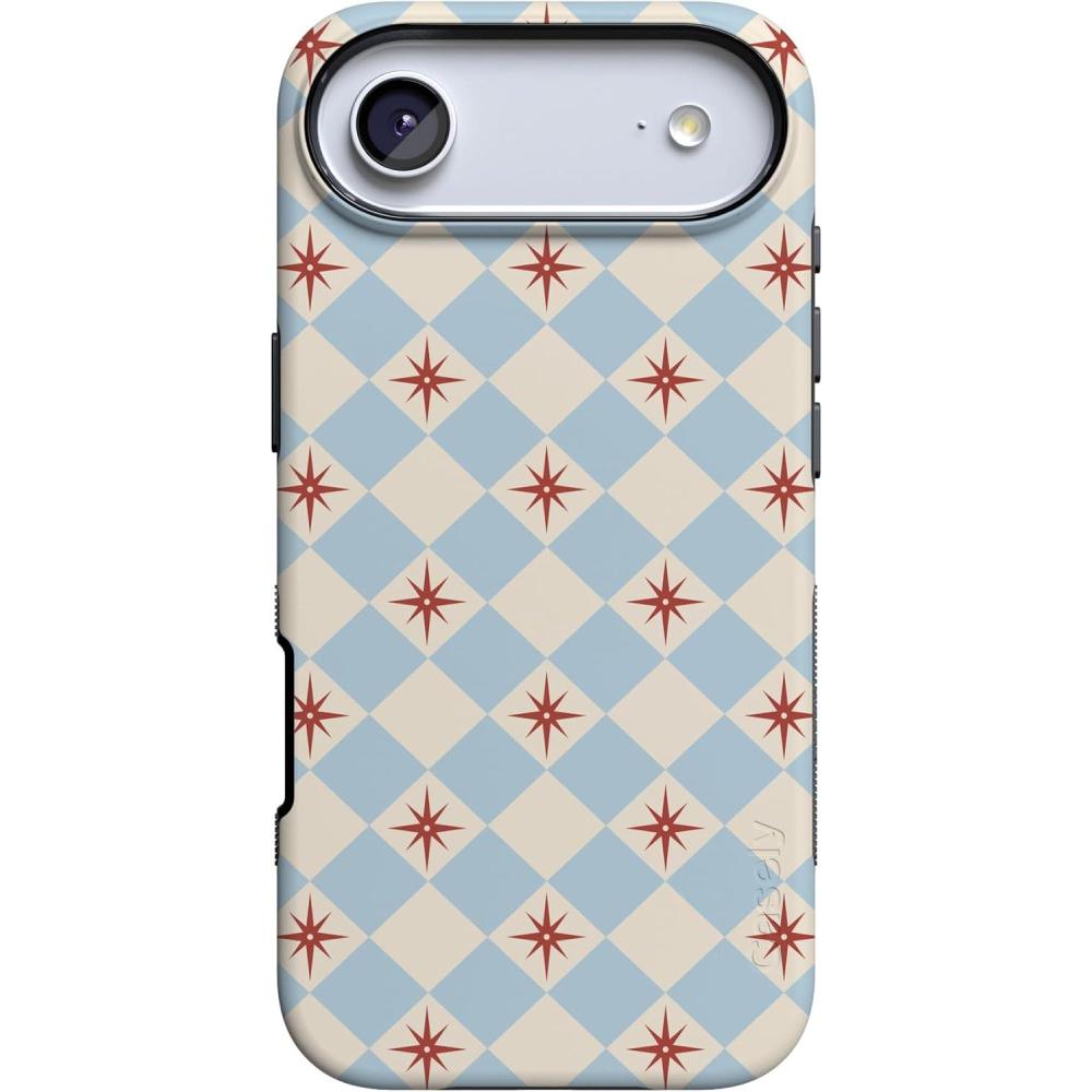 imageCasely iPhone 17 Air Case  Taupe on Nude  Compatible with MagSafe  Bold Protective DesignChelsea Checker  Starlight Tiles