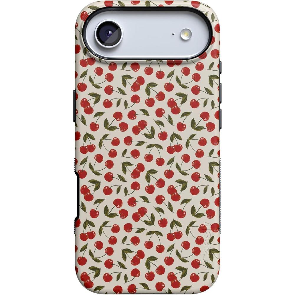 imageCasely iPhone 17 Air Case Taupe on Nude Compatible with MagSafe Bold Protective DesignCherry on Top Red Cherries