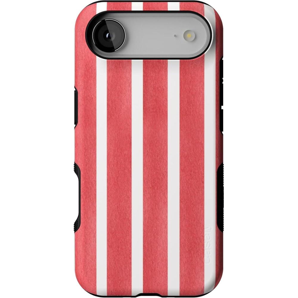 imageCasely iPhone 17 Air Case  Taupe on Nude  Compatible with MagSafe  Bold Protective DesignEast Coast Summer  Red Stripes