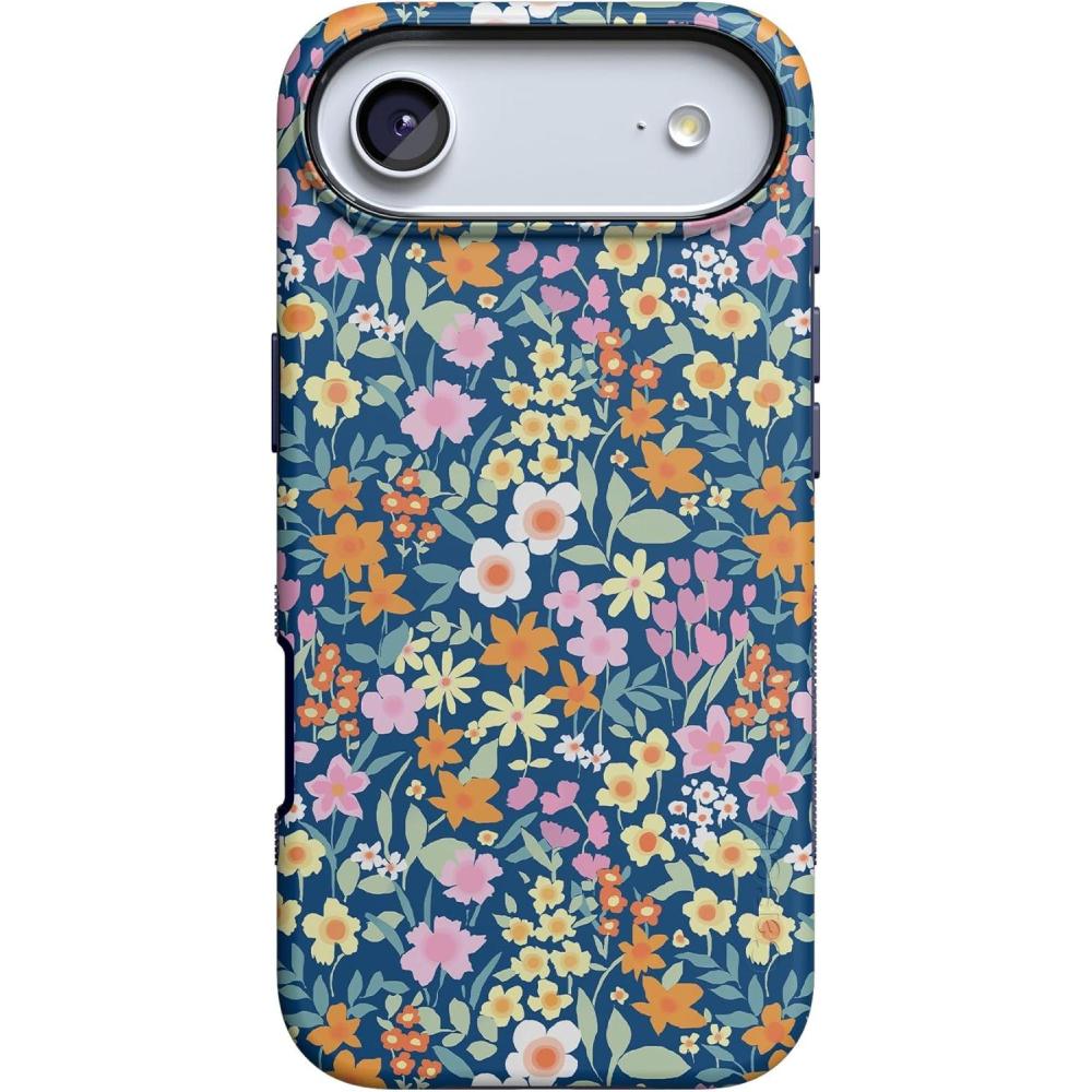 imageCasely iPhone 17 Air Case  Taupe on Nude  Compatible with MagSafe  Bold Protective DesignFull Bloom  Navy Floral