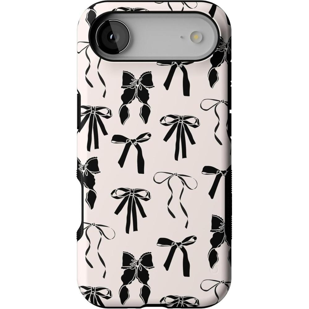 imageCasely iPhone 17 Air Case  Taupe on Nude  Compatible with MagSafe  Bold Protective DesignGoth Girlie  Black Bows
