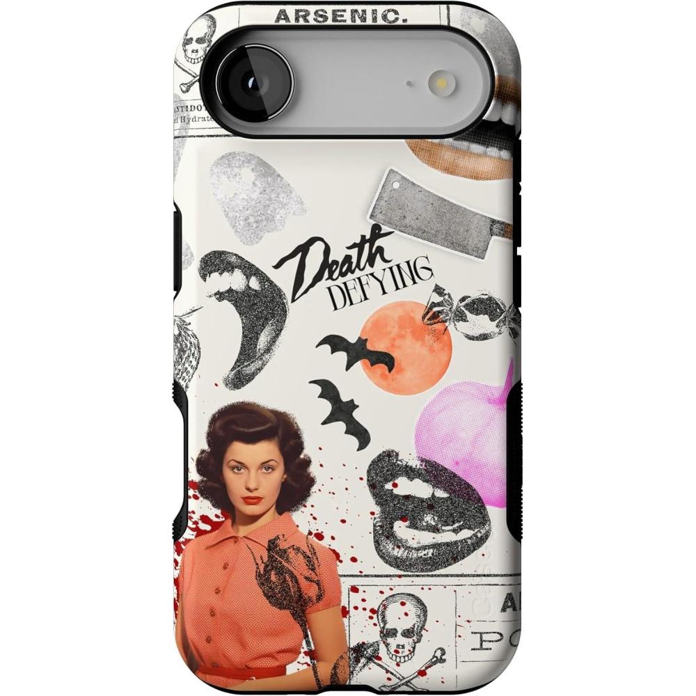 imageCasely iPhone 17 Air Case Taupe on Nude Compatible with MagSafe Bold Protective DesignIf You Dare Horror Collage