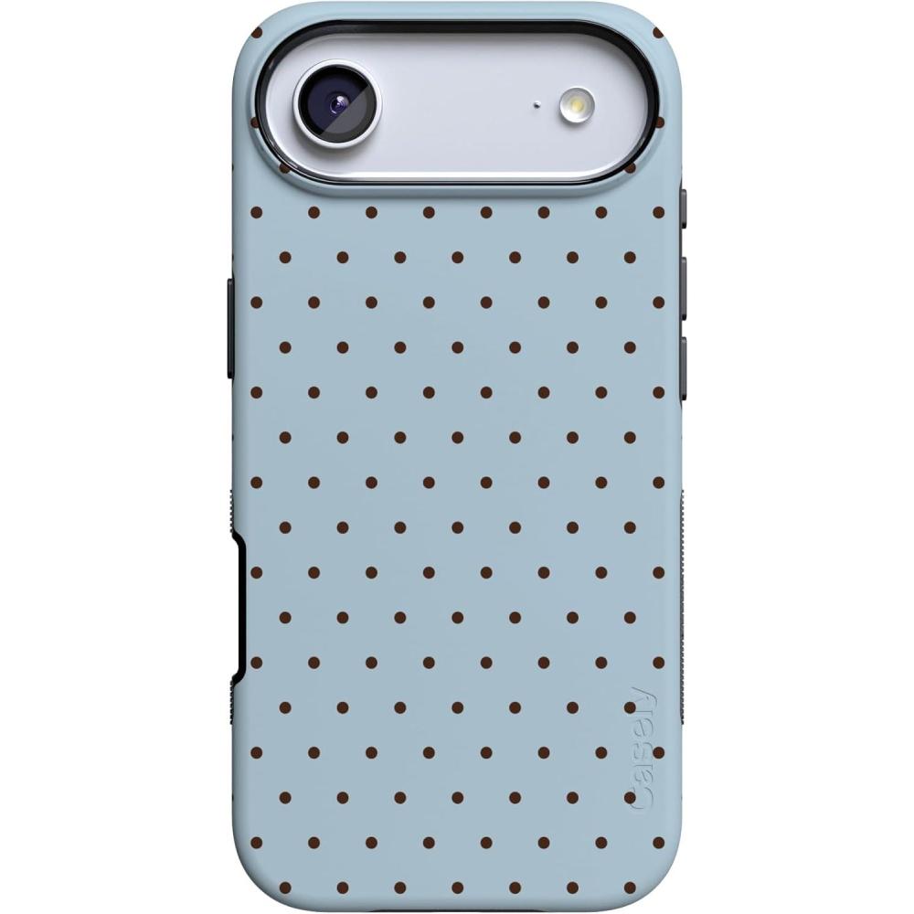 imageCasely iPhone 17 Air Case  Taupe on Nude  Compatible with MagSafe  Bold Protective DesignOn the Dot  Blue Polka Dot