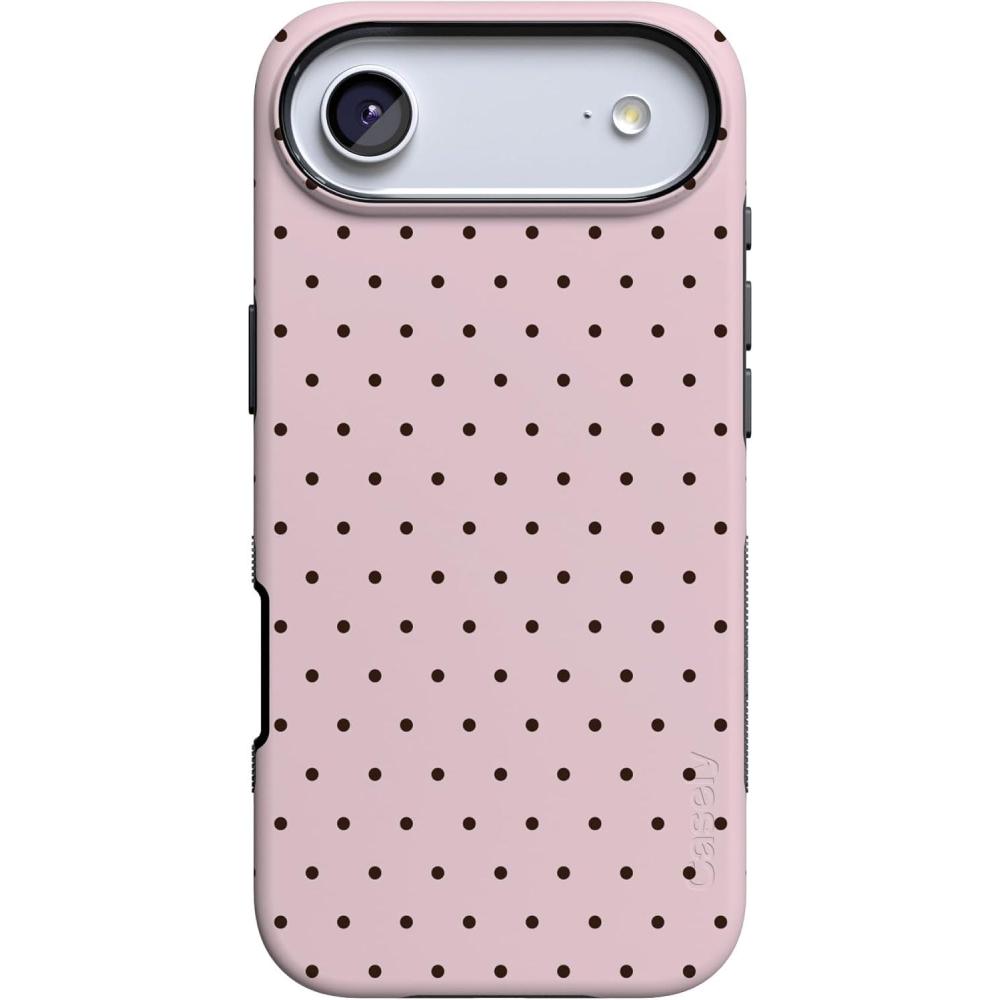 imageCasely iPhone 17 Air Case  Taupe on Nude  Compatible with MagSafe  Bold Protective DesignOn the Dot  Pink Polka Dot